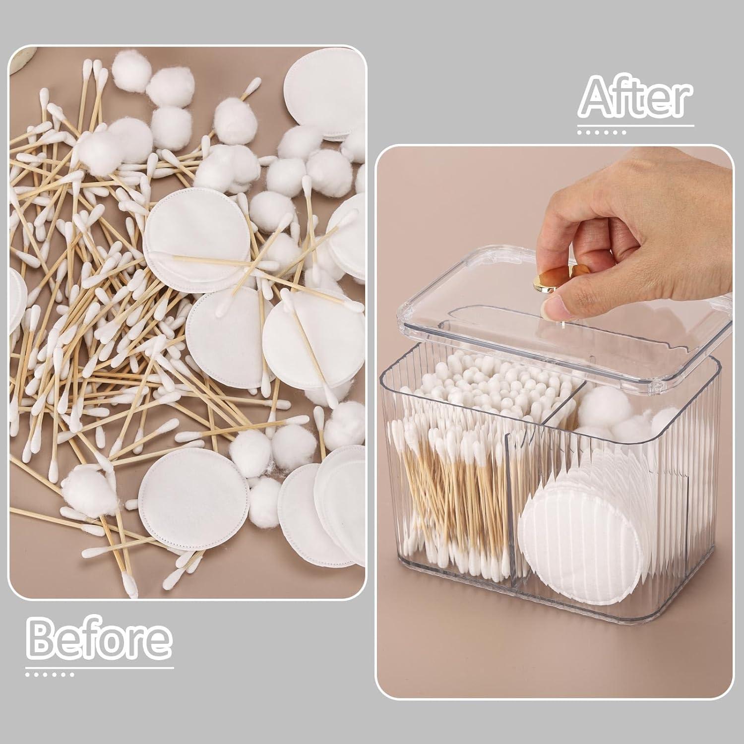 Dispensador de Bastones de Algodón Tbestmax Transparente 3 Secciones