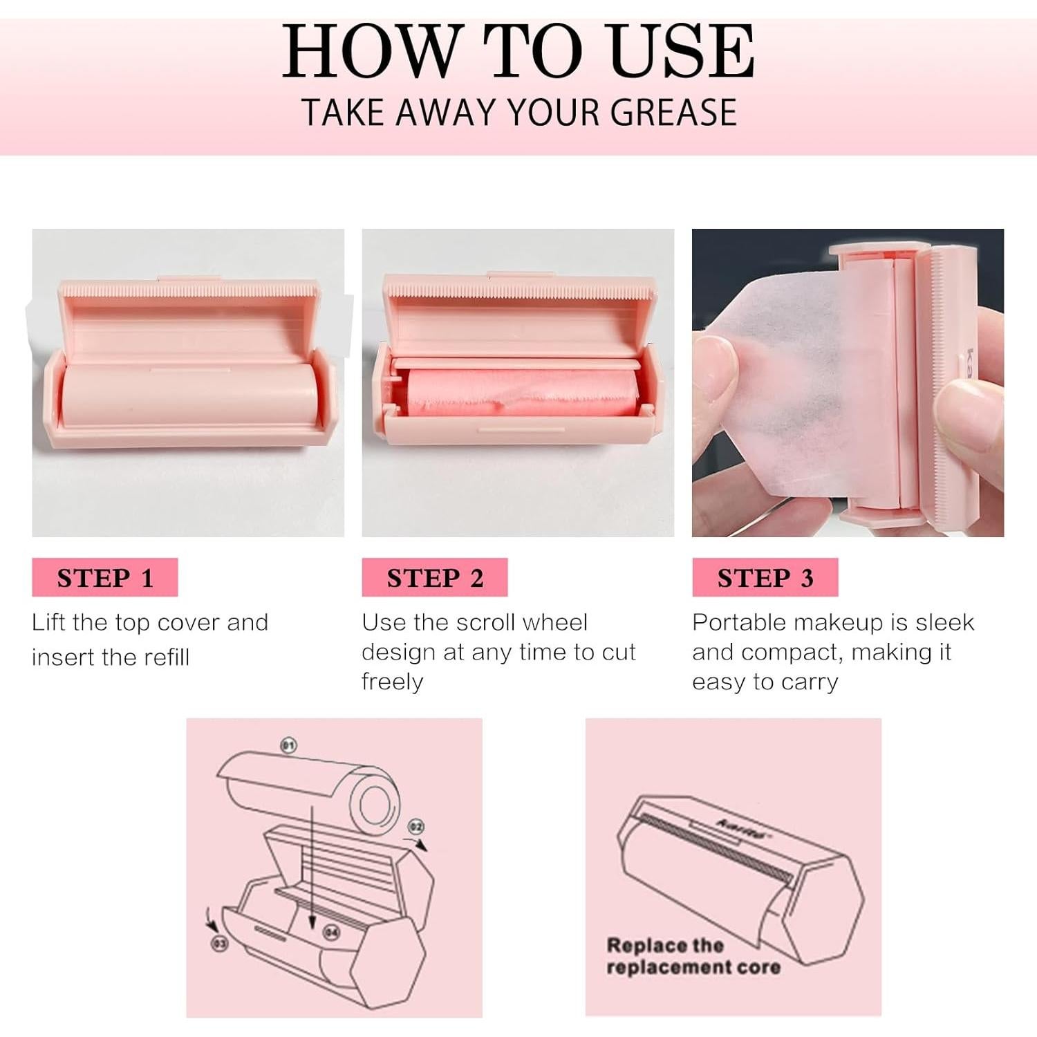 Hojas Absorbentes de Aceite JOSURBEAUTY 5M Rosa - Control Grasa