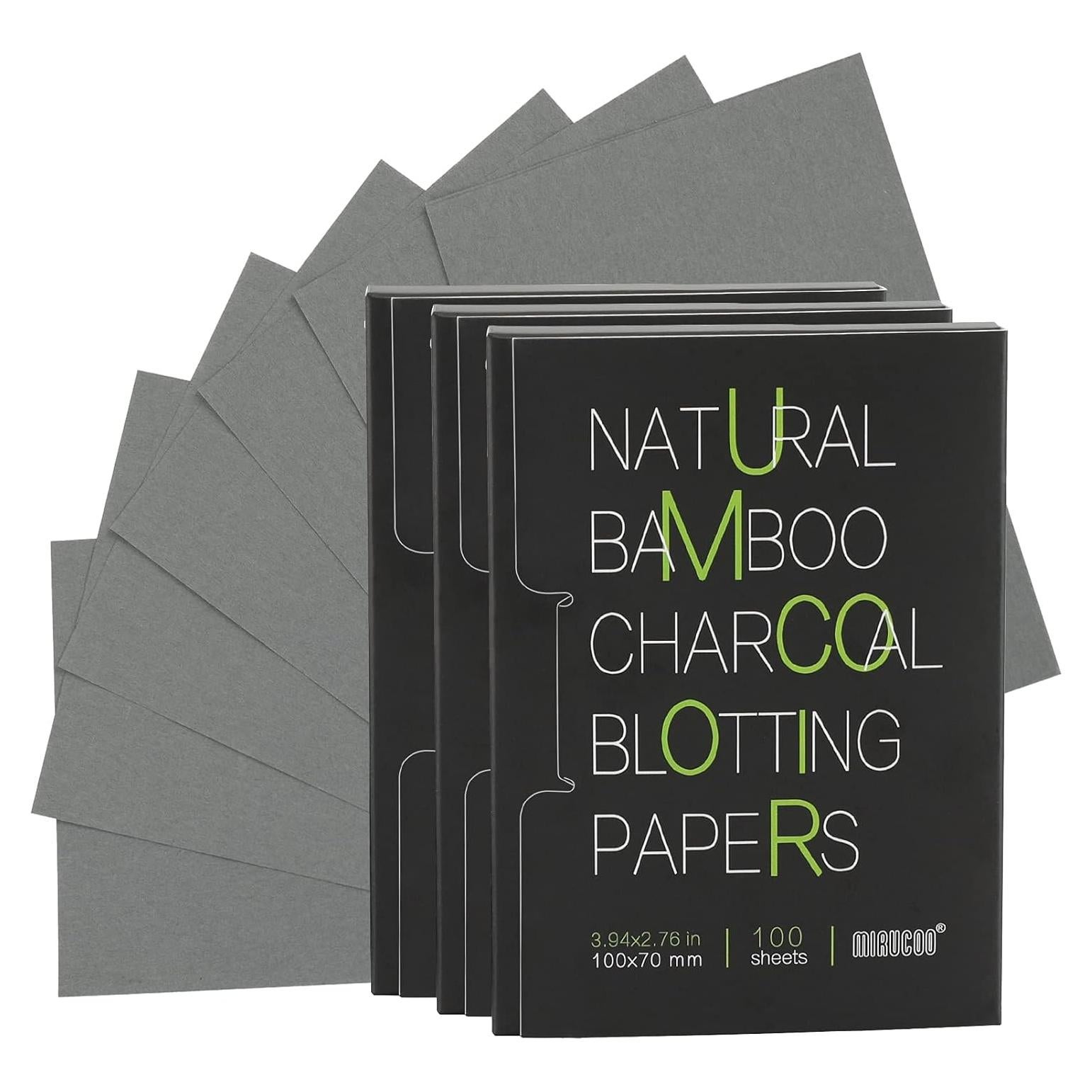 Papeles Absorbentes de Aceite Mirucoo 100% Lino Carbón Bambú 300 PCS