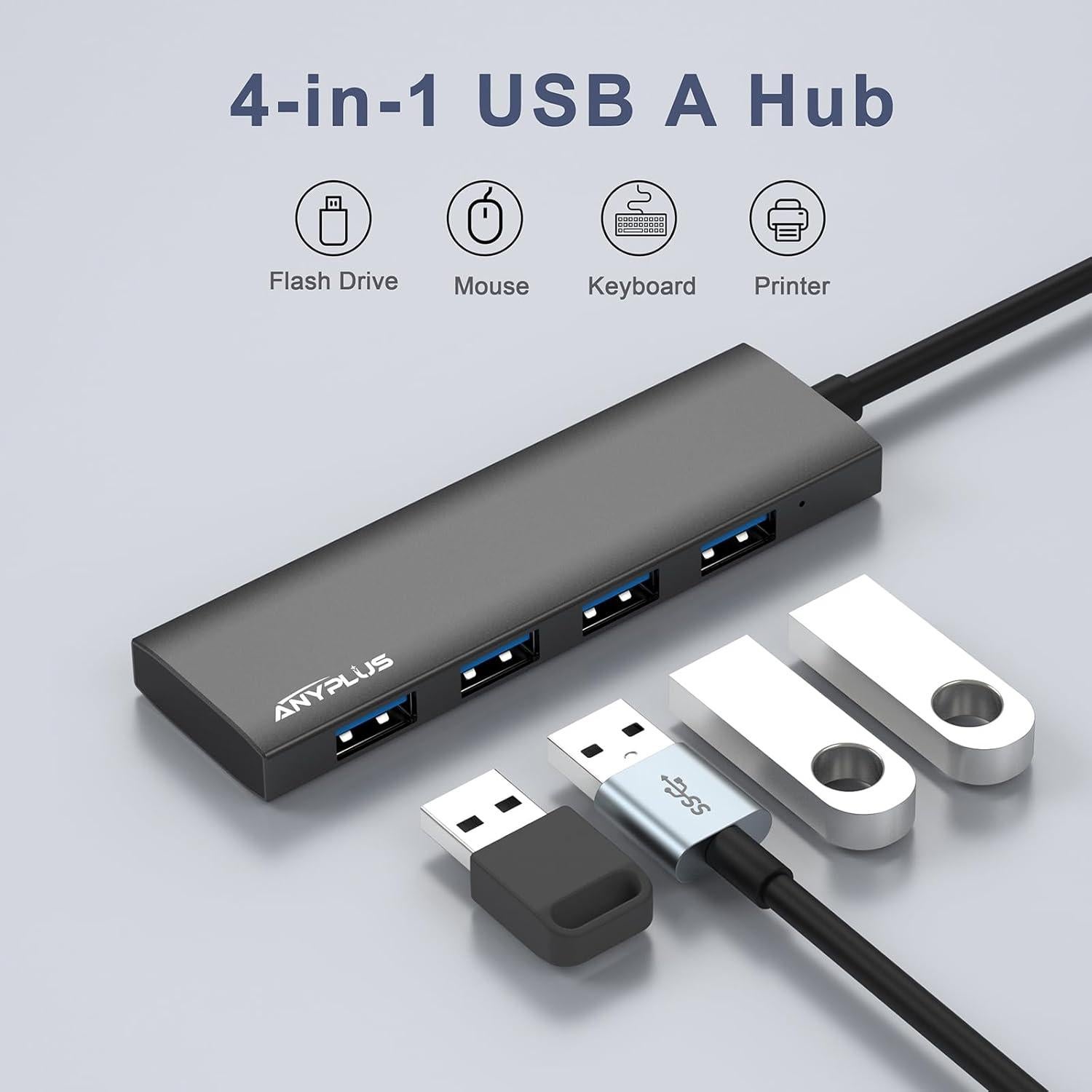 Hub USB 3.0 ANYPLUS 4 Puertos Aluminio Ultra Delgado