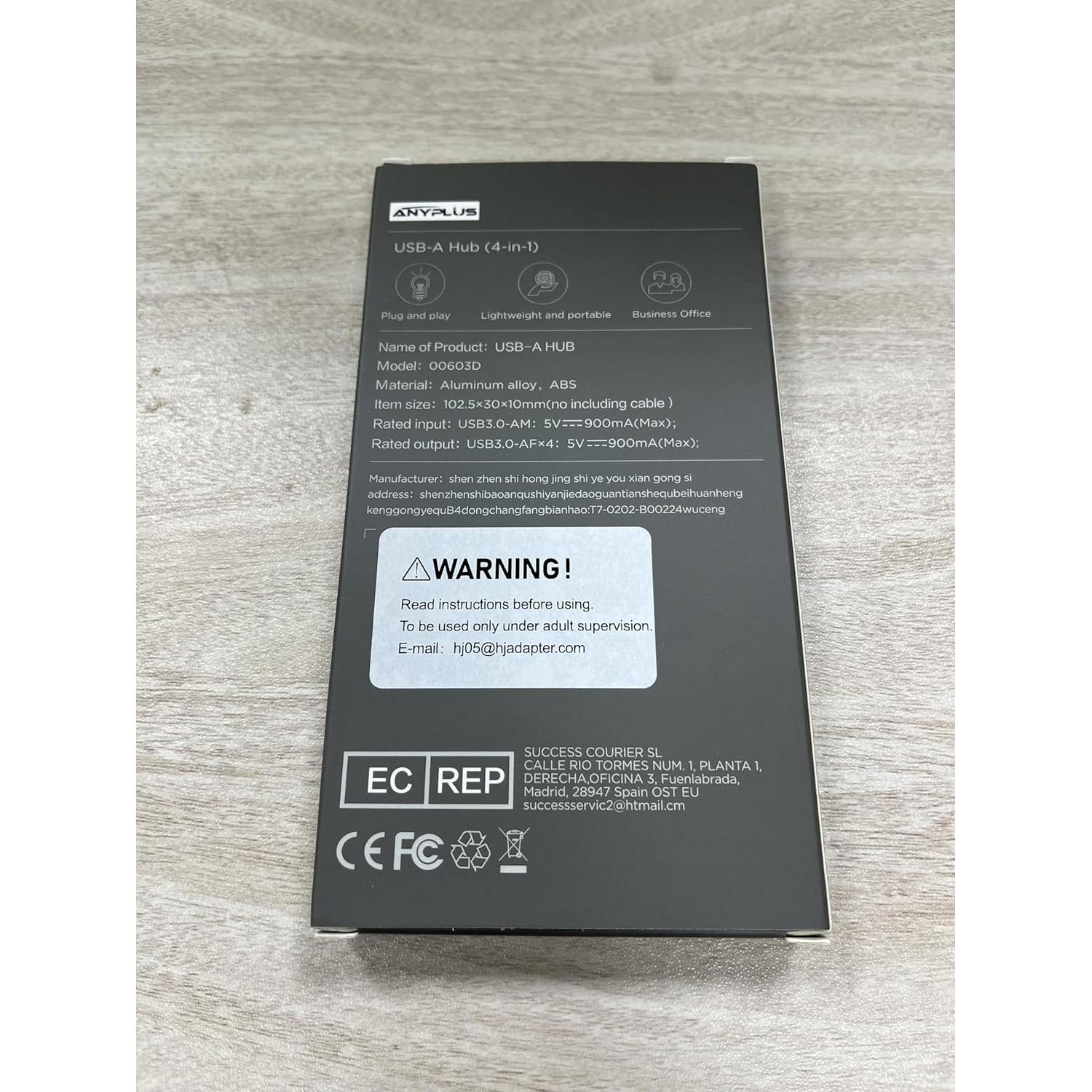 Hub USB 3.0 ANYPLUS 4 Puertos Aluminio Ultra Delgado