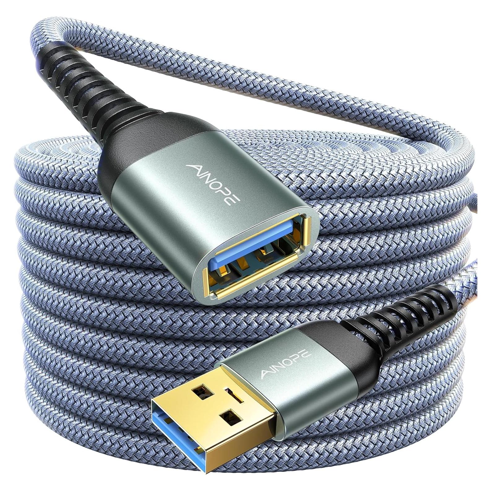 Cable de Extensión USB 3.0 AINOPE 0.46m Macho a Hembra Gris