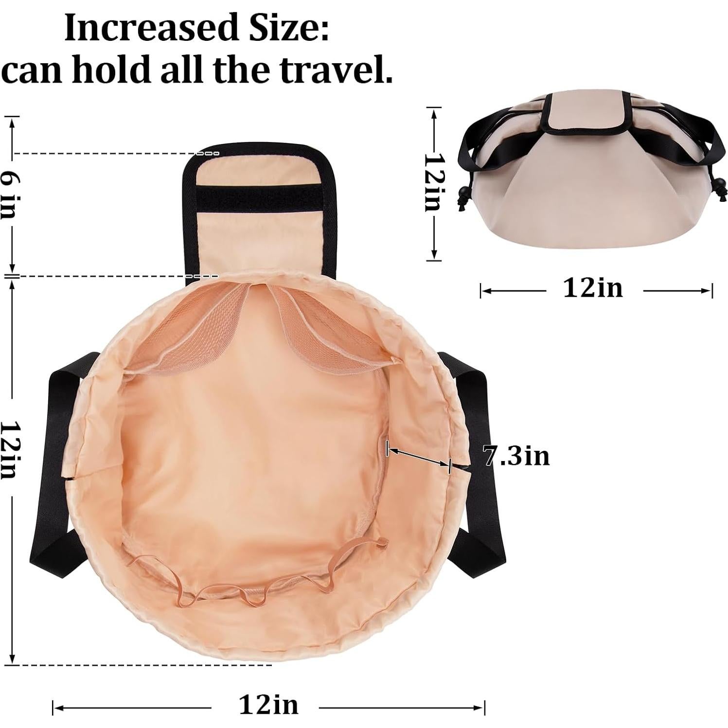 Bolsa de Maquillaje Grande Caqui con Cierre de Cordón 30x30cm