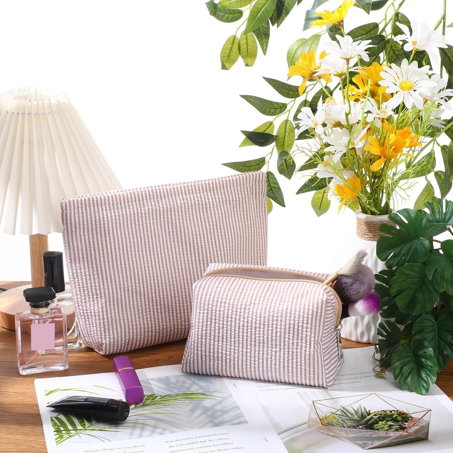 Juego de 2 Neceseres de Maquillaje Huhumy Caqui 25.4x17cm