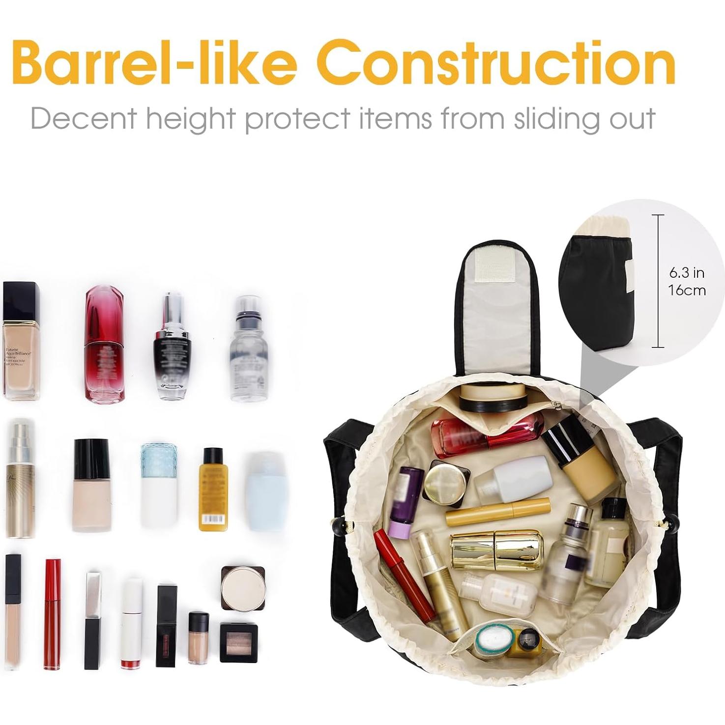 Bolsa de Maquillaje Narwey Grande Negra 28x16x30cm Impermeable