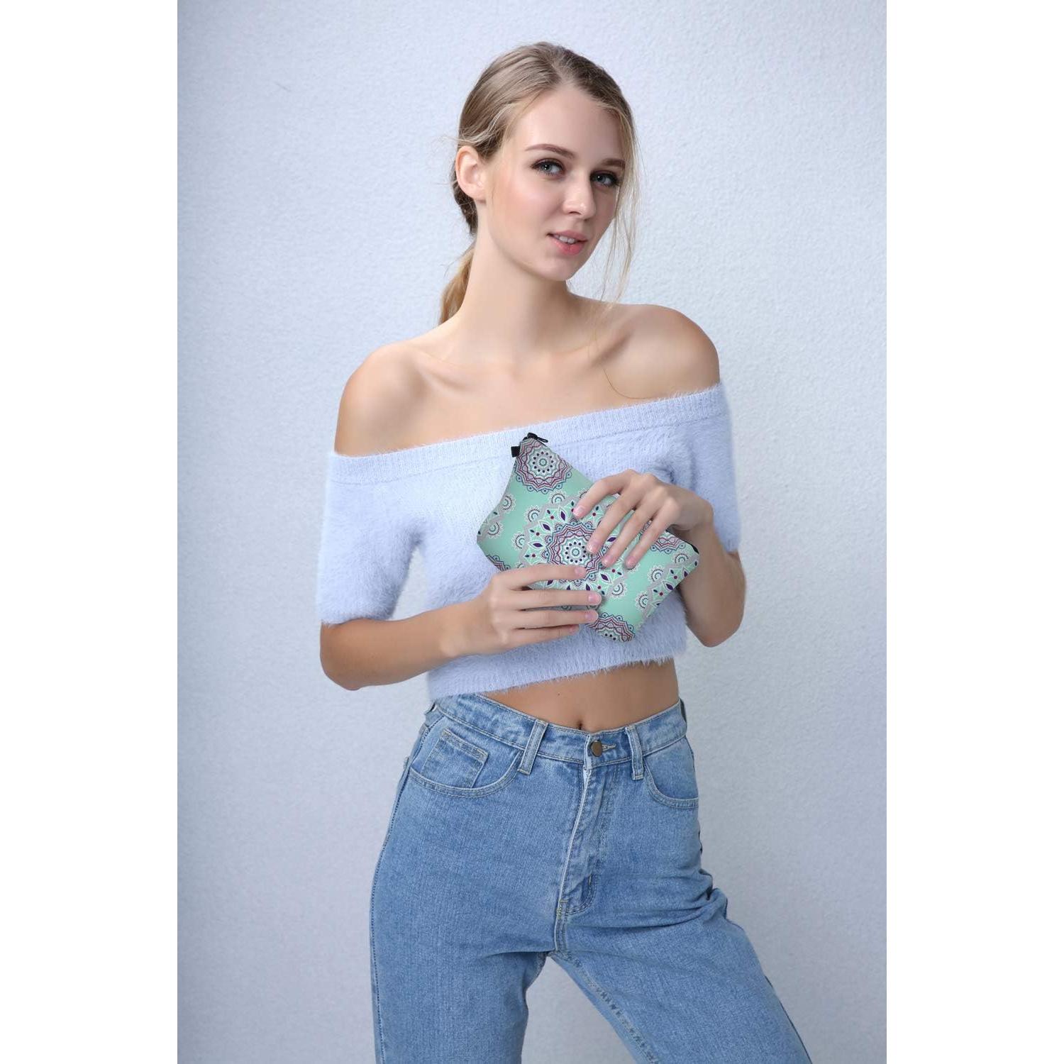 Bolsa Cosmética Impermeable Deanfun para Mujeres, Flores Mandala