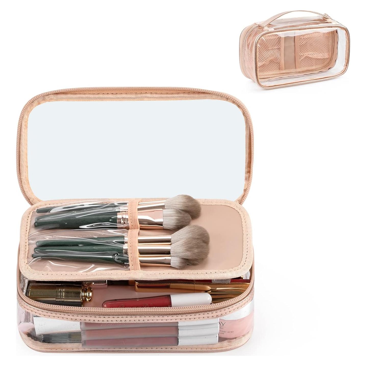 Bolsa de Maquillaje Transparente OCHEAL Oro Rosa 24.1x14x8.9cm