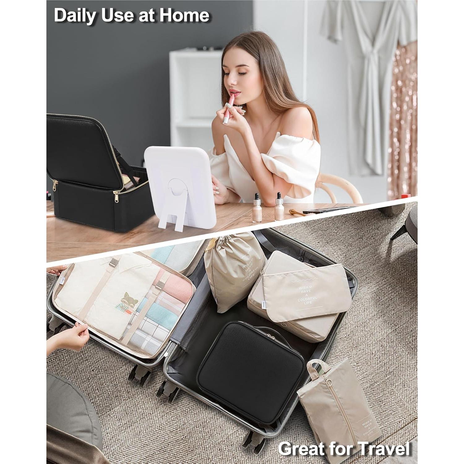 Bolsa de Maquillaje Chomeiu con Espejo LED y Divisores Ajustables