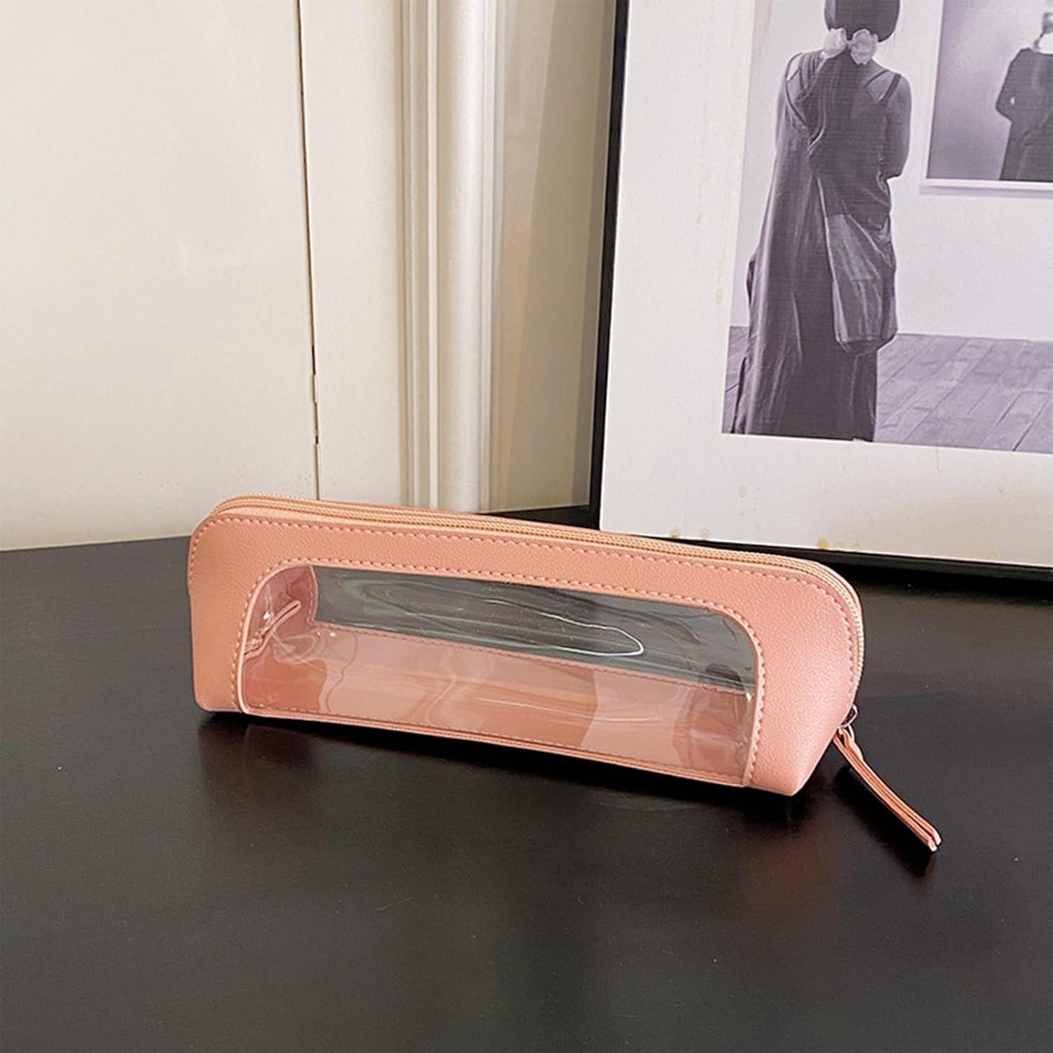 Paquete de 2 Bolsas de Maquillaje Transparentes Rosa - Organizador de Cosméticos