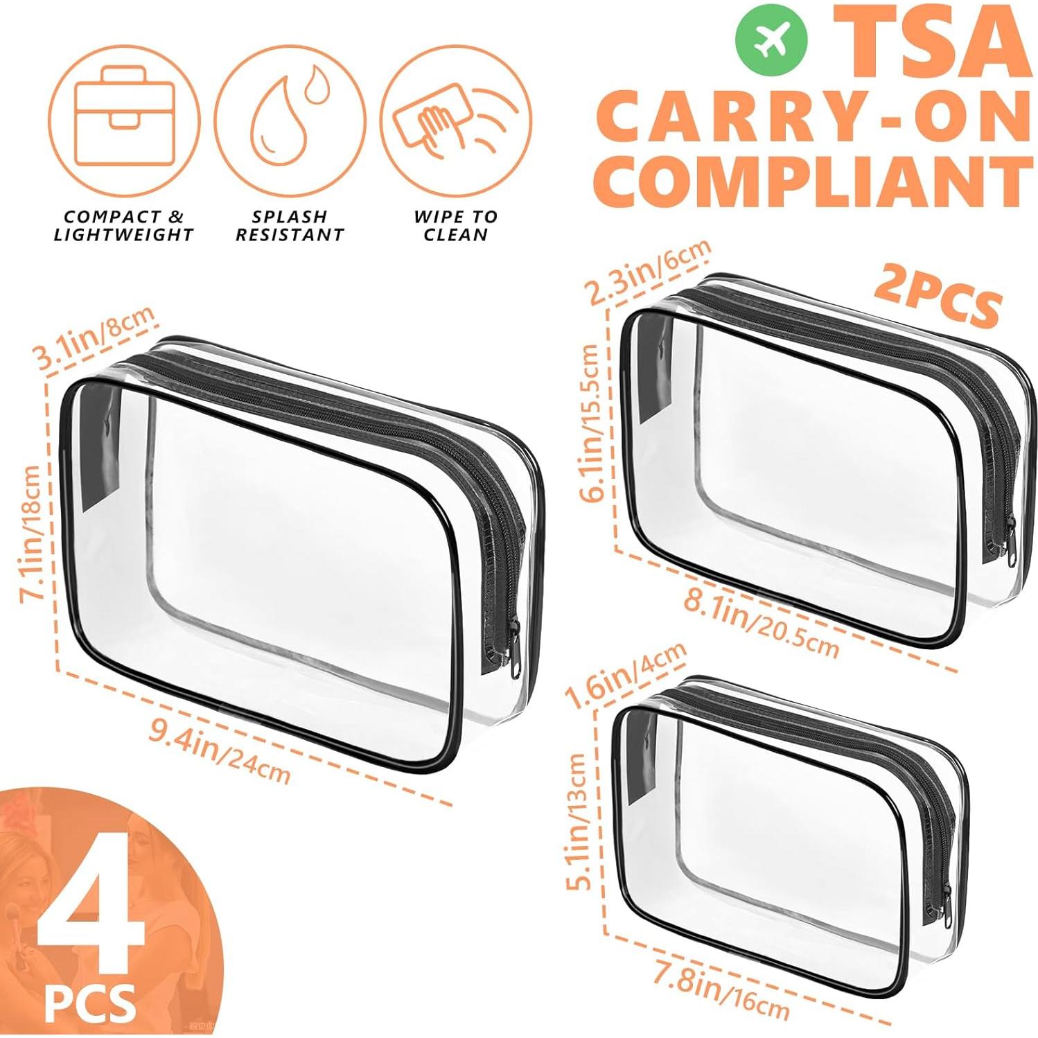 Bolsa de Aseo Transparente AURUZA 4 Paquetes TSA PVC