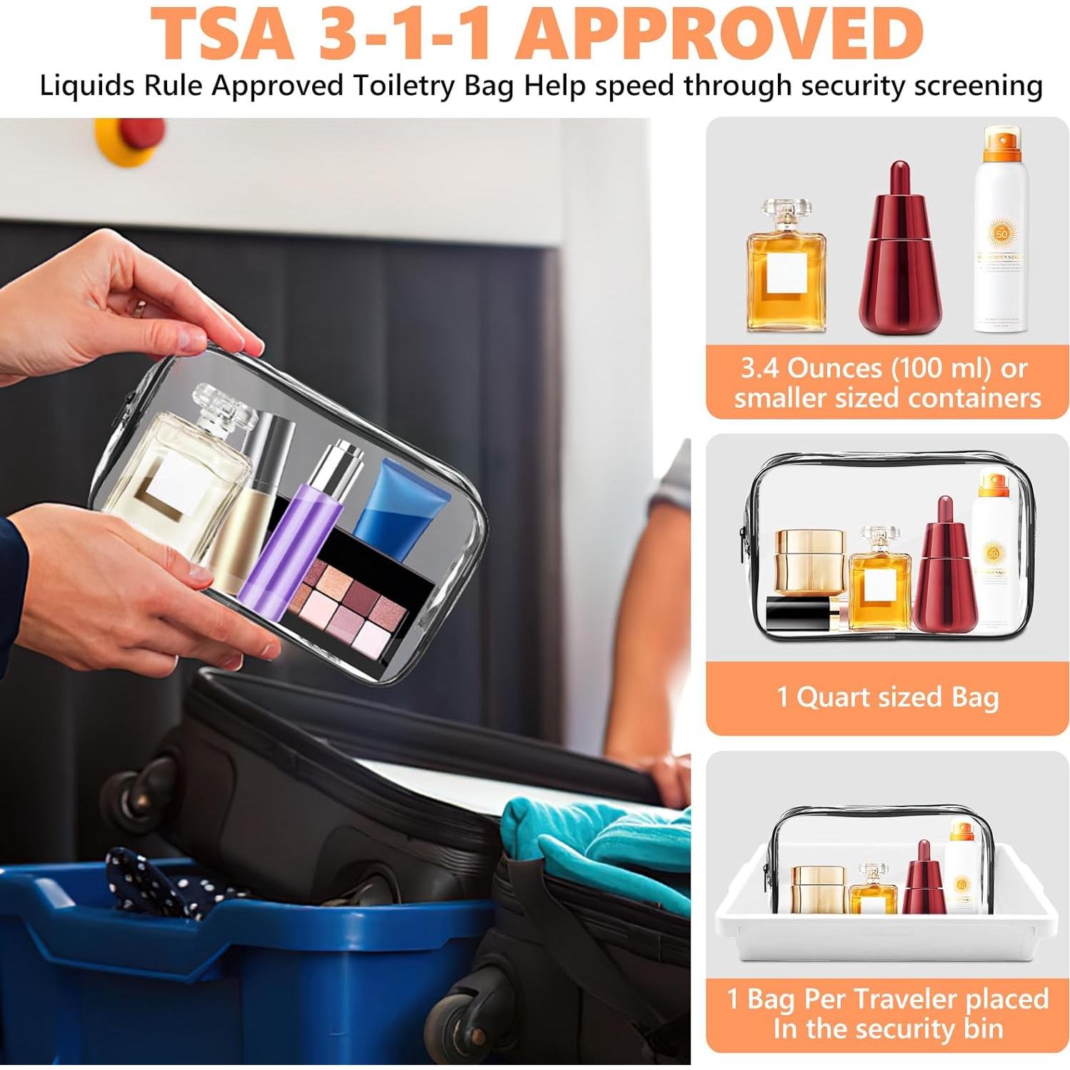 Bolsa de Aseo Transparente AURUZA 4 Paquetes TSA PVC