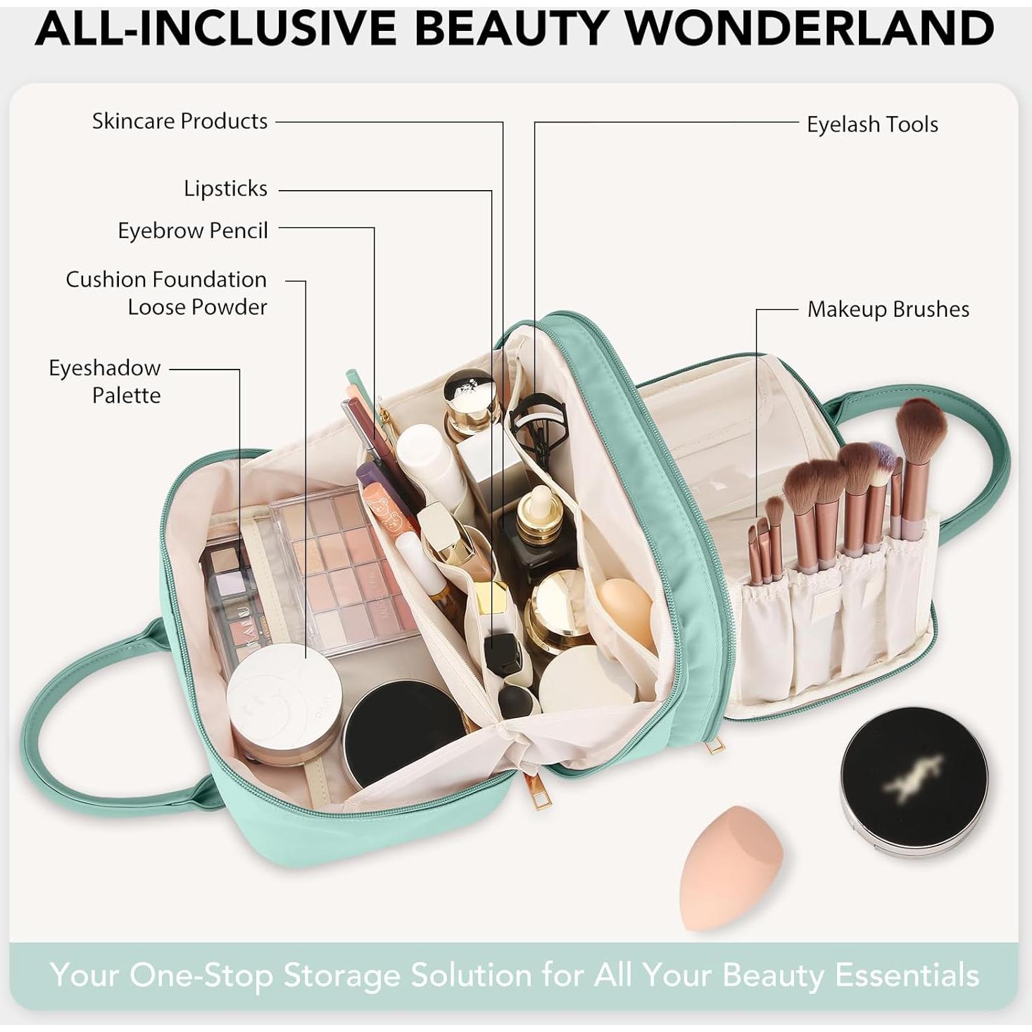 Bolsa de Maquillaje de Viaje Azul para Mujeres 24.9x16.3cm