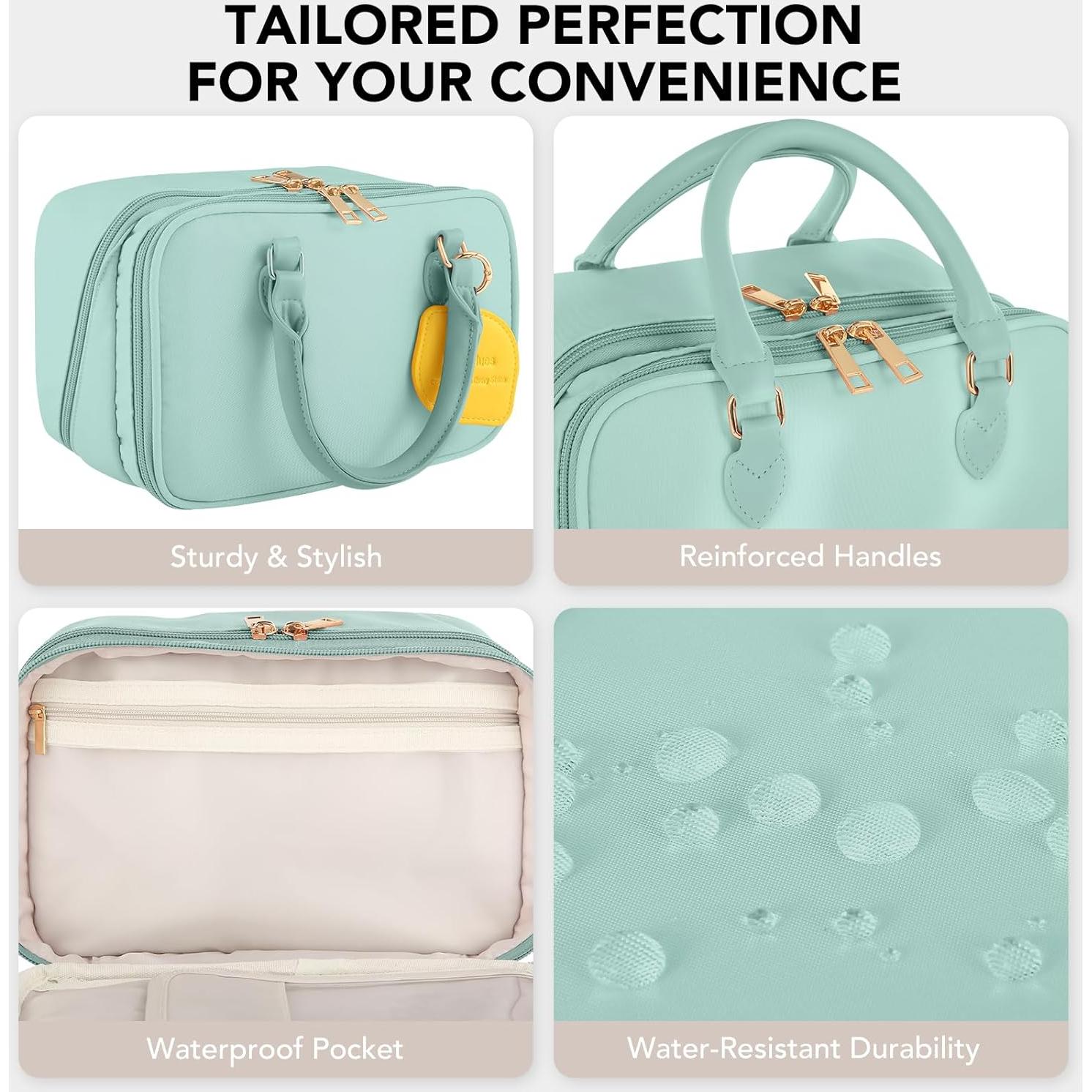 Bolsa de Maquillaje de Viaje Azul para Mujeres 24.9x16.3cm