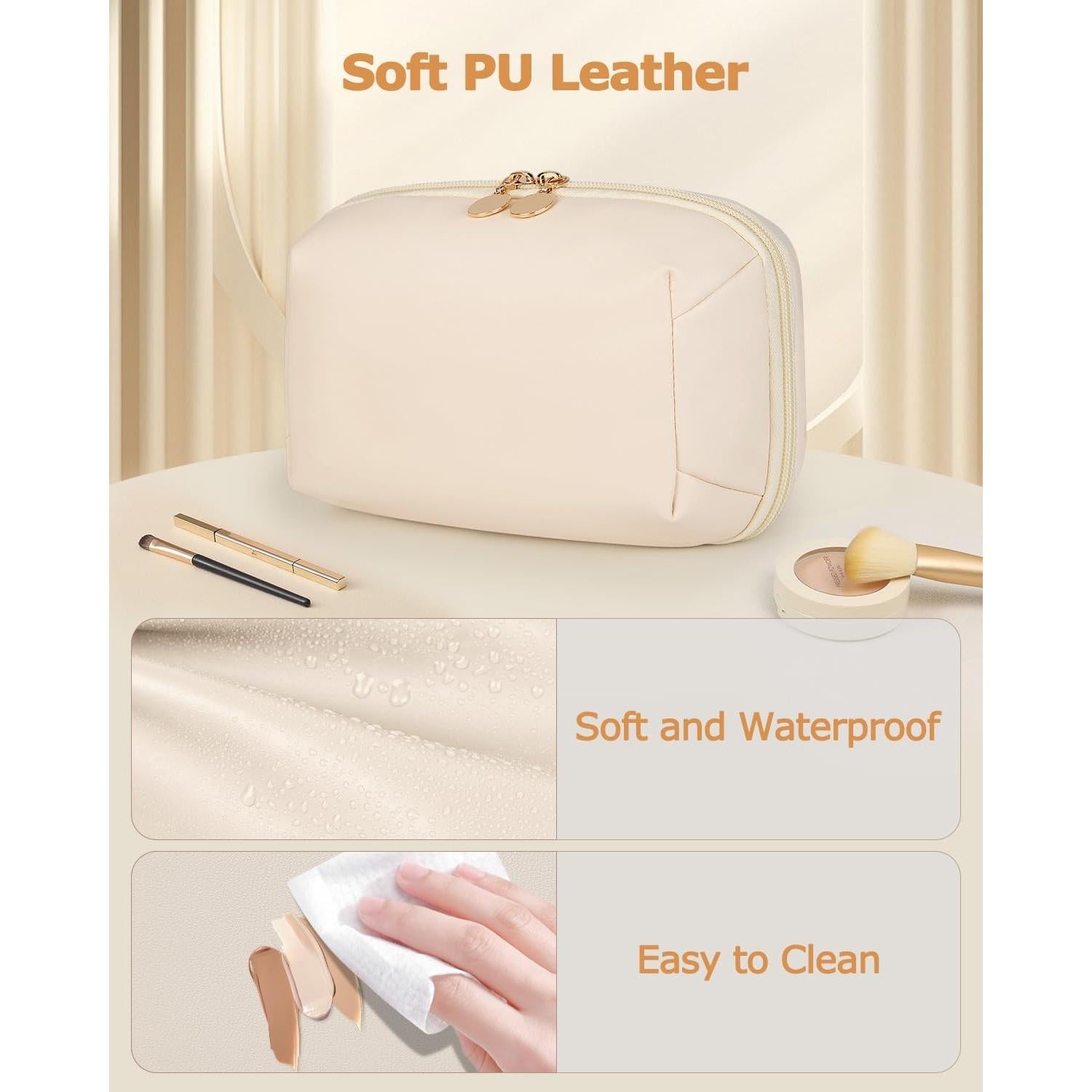 Bolsa de Maquillaje de Viaje Soimeat Mediana Beige Impermeable