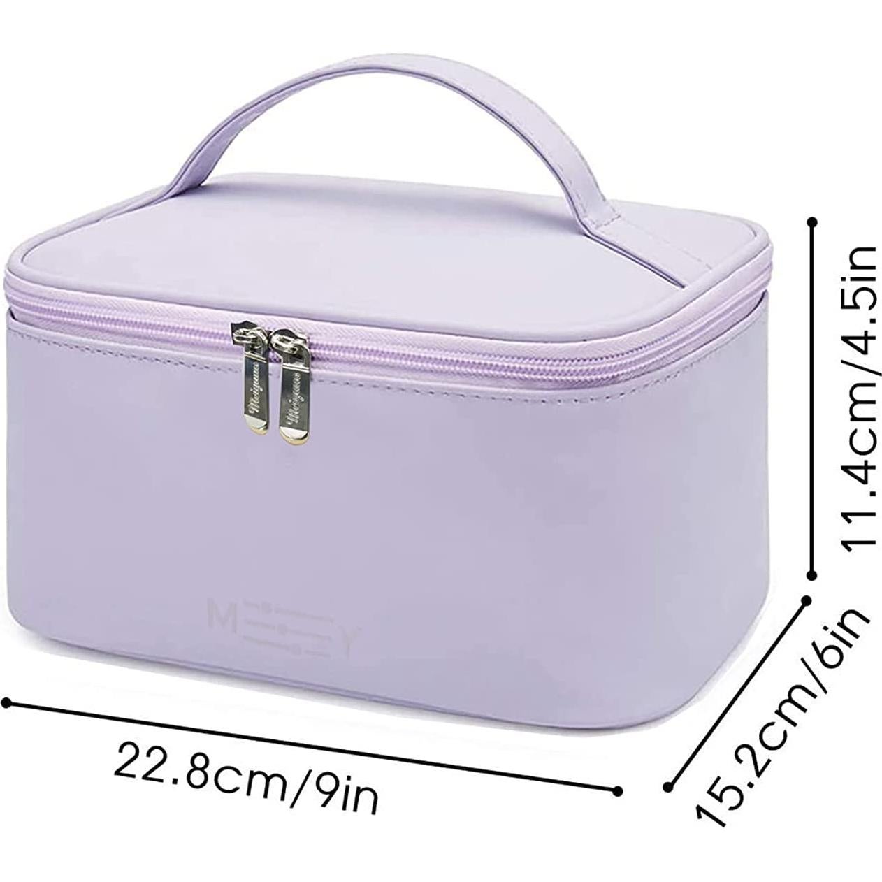 Bolsa de Maquillaje Meiyuuo Lavanda Claro Impermeable 22.86x15.24cm
