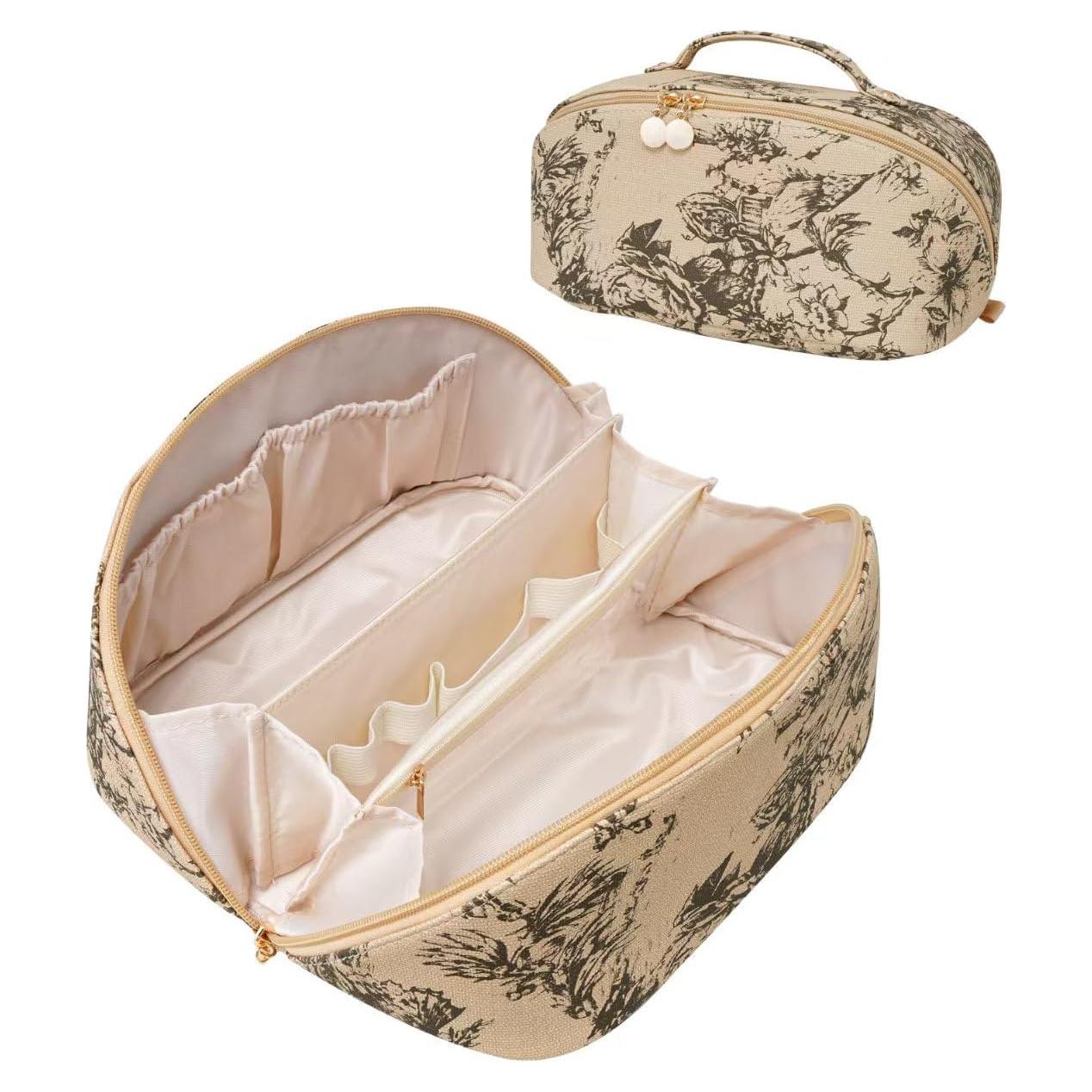 Bolsa Cosmética de PU Impermeable para Mujeres - Café Claro