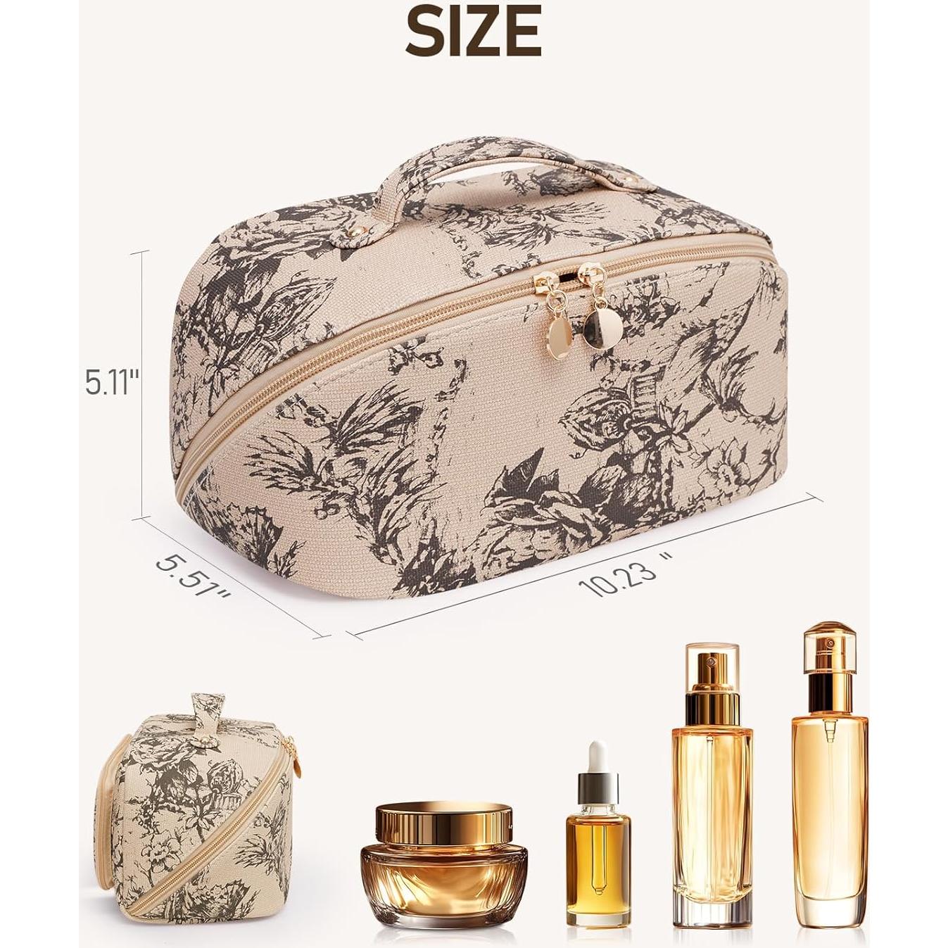 Bolsa Cosmética de PU Impermeable para Mujeres - Café Claro