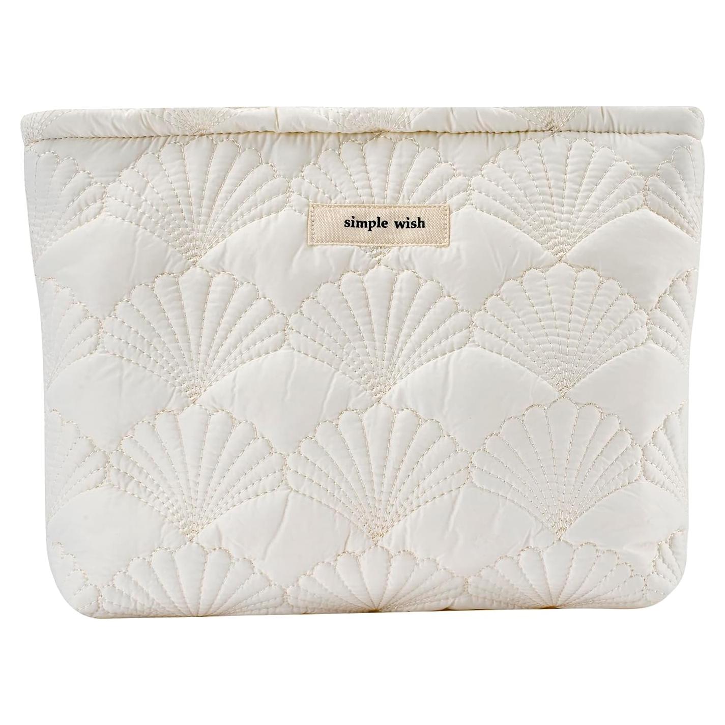 Bolsa de Maquillaje Acolchada Uekeboag 26.9x21.8cm Blanca Floral
