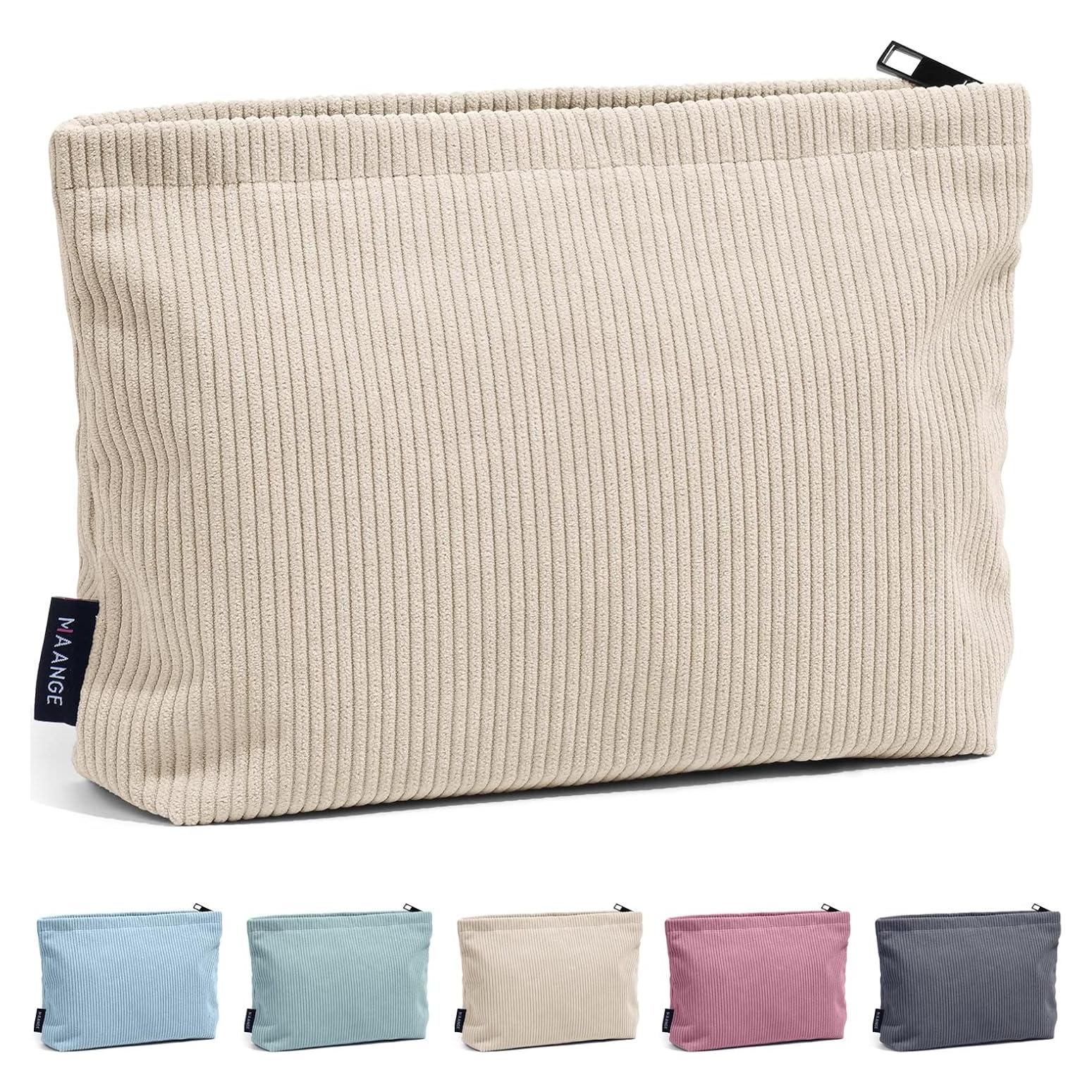 Bolsa de Maquillaje MAANGE Terciopelo Beige 22.6x16.5 cm