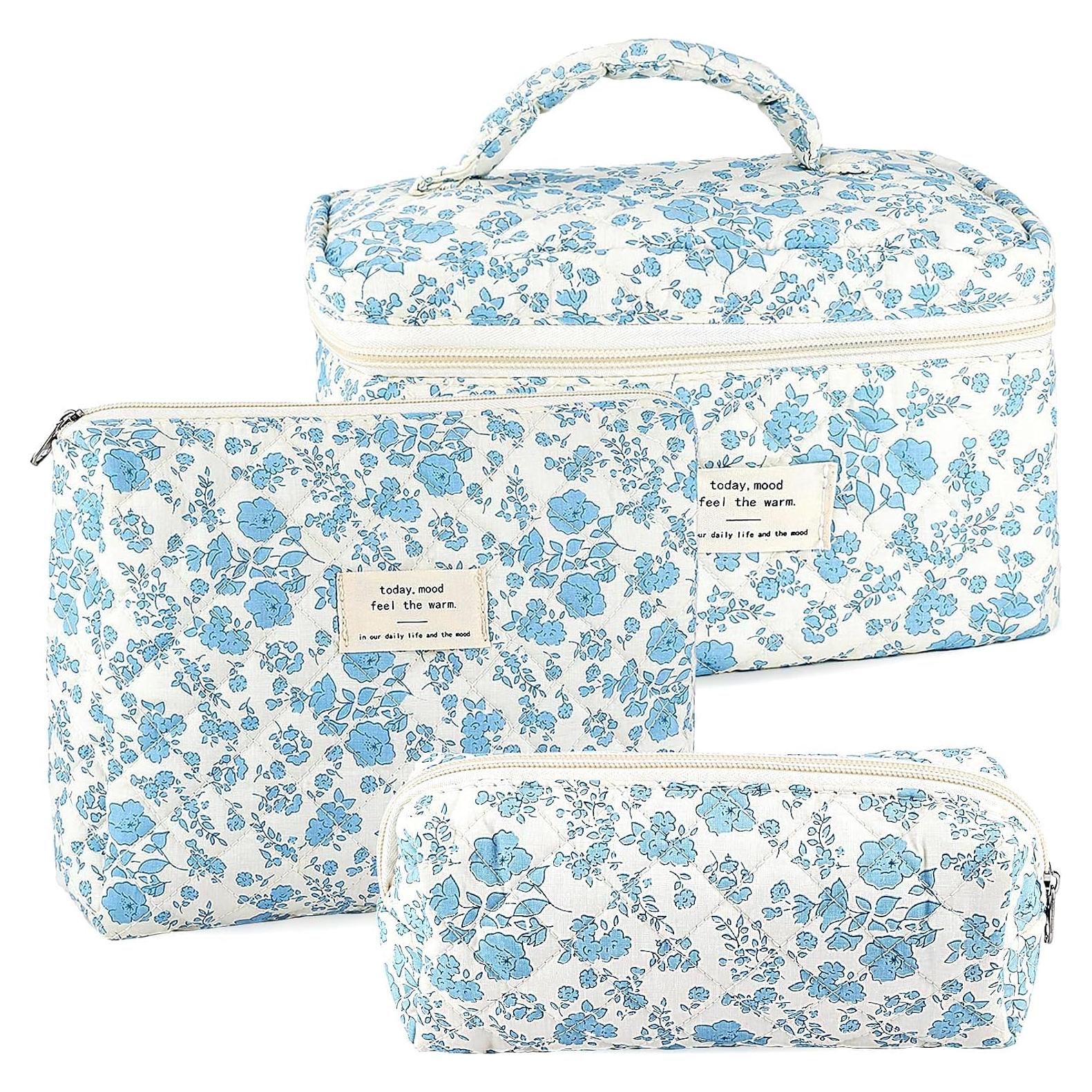 Juego de 3 Bolsas de Maquillaje Acolchadas URSKYTOUS Floral