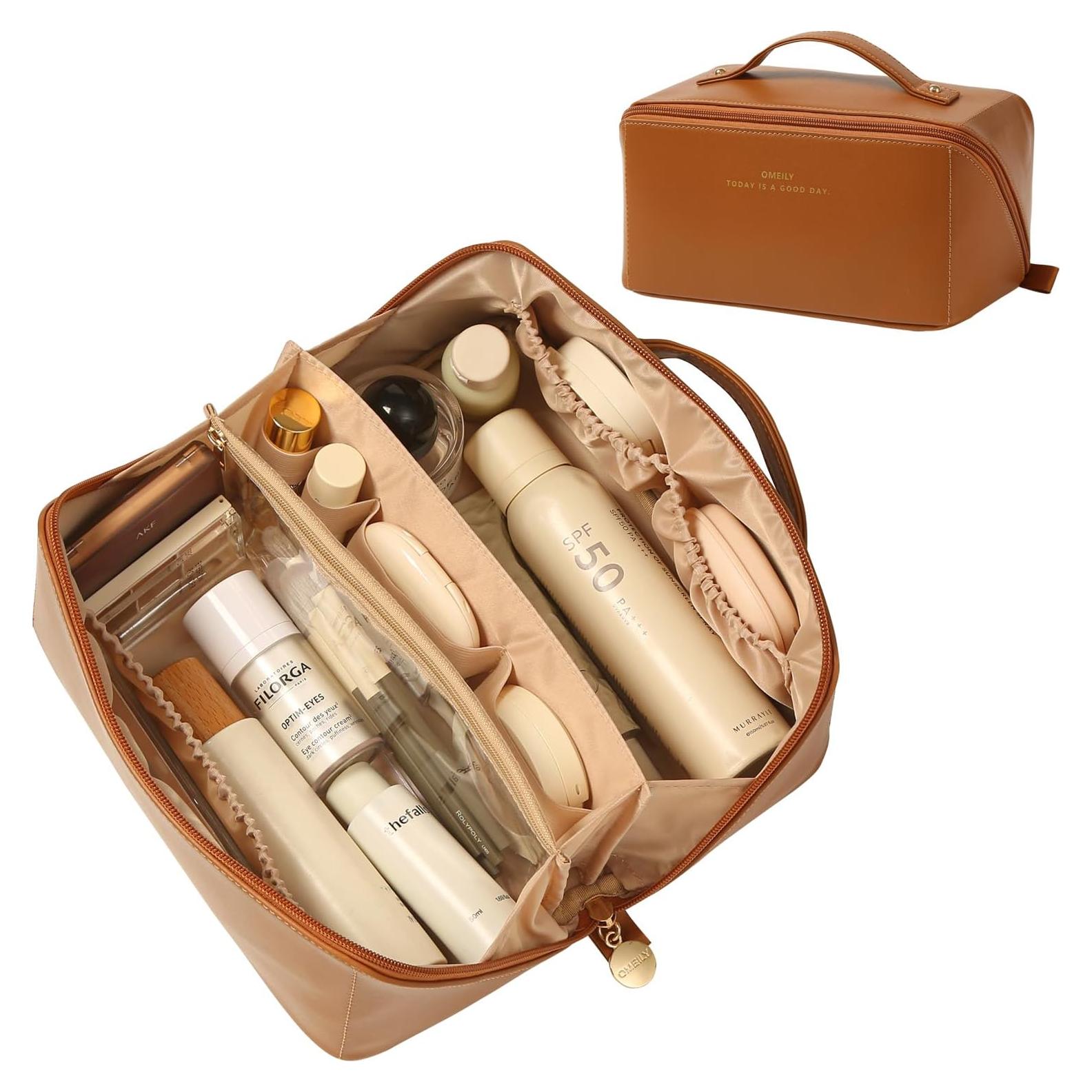 Organizador de Maquillaje de Viaje Omeily Marrón 24.1x13.2x13.2 cm