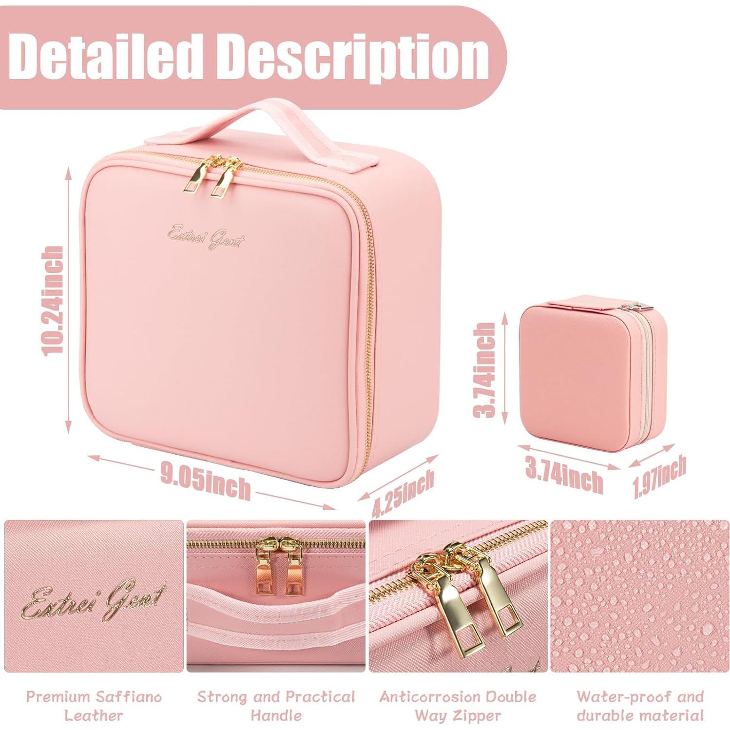 Estuche de Viaje para Maquillaje Extrei Gent con Espejo LED Rosa