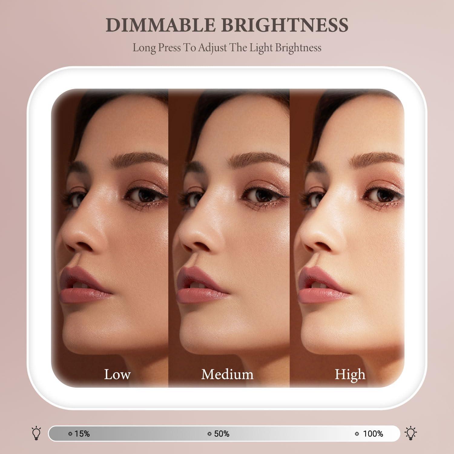 Bolsa de Maquillaje de Viaje Behaesty con Espejo LED Negro