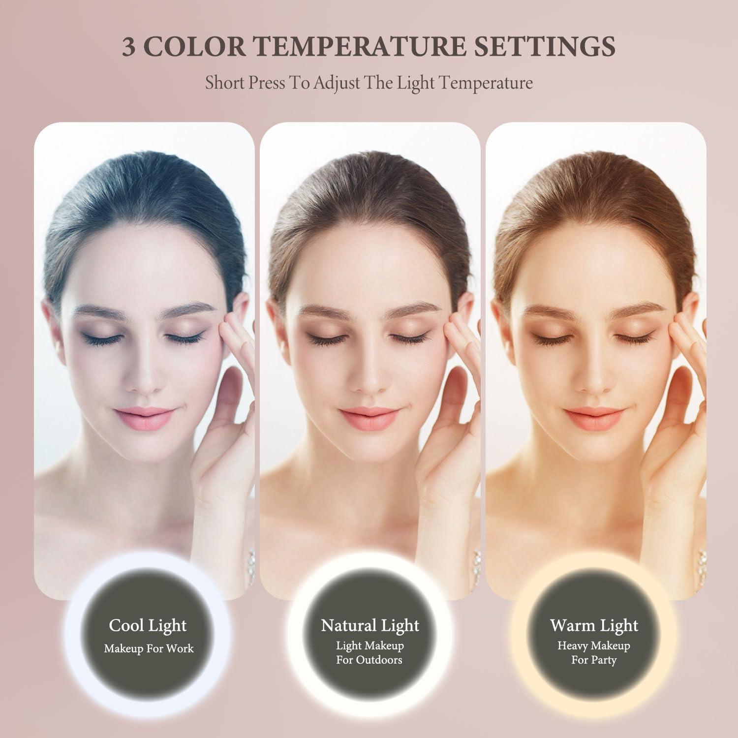 Bolsa de Maquillaje de Viaje Behaesty con Espejo LED Negro