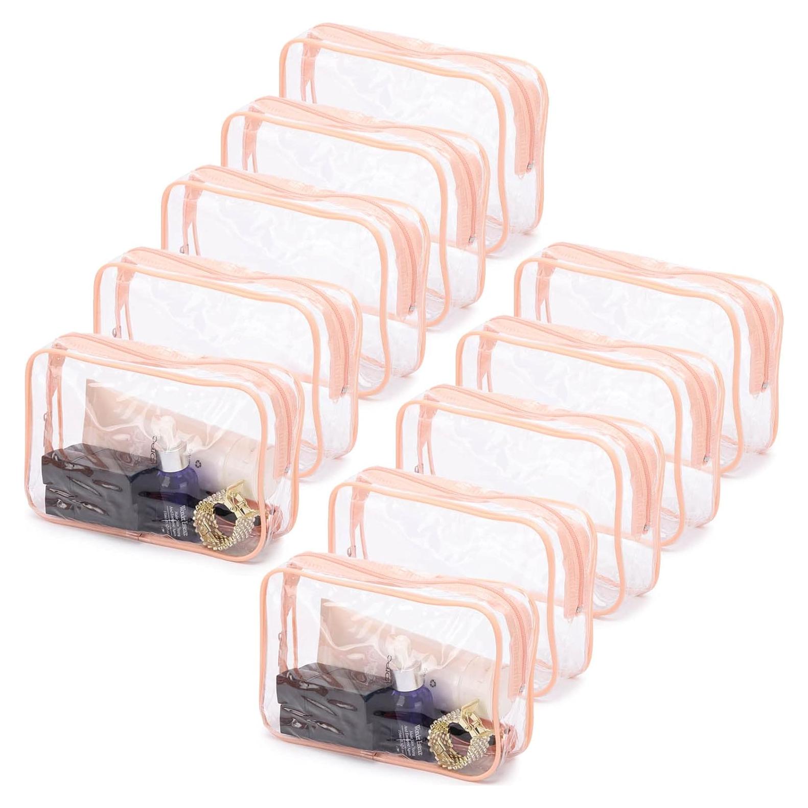 Bolsas Cosméticas Transparentes Tbestmax 10 Pcs Rosa Durazno 19.1x12.2x5.8 cm