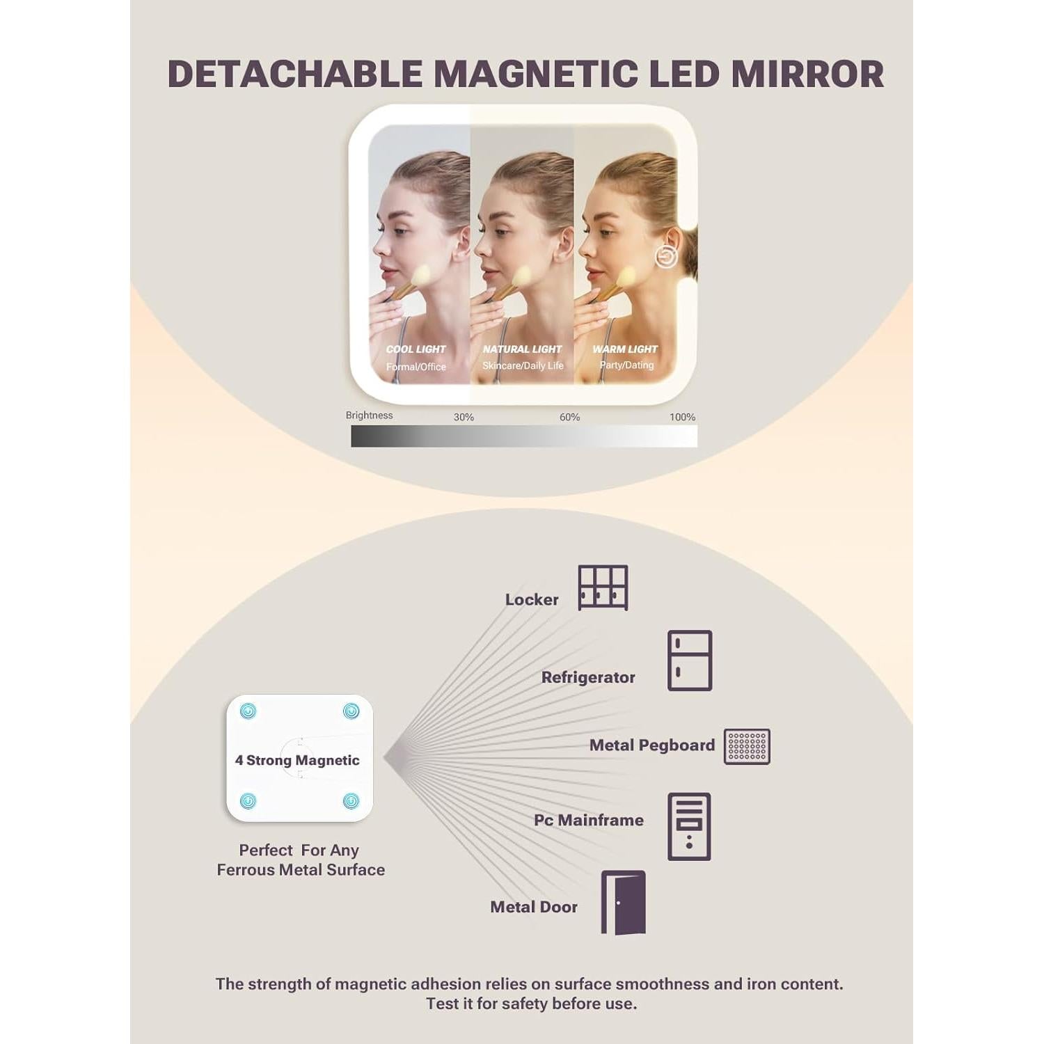Estuche de Maquillaje Qislee con Espejo LED Desmontable Negro