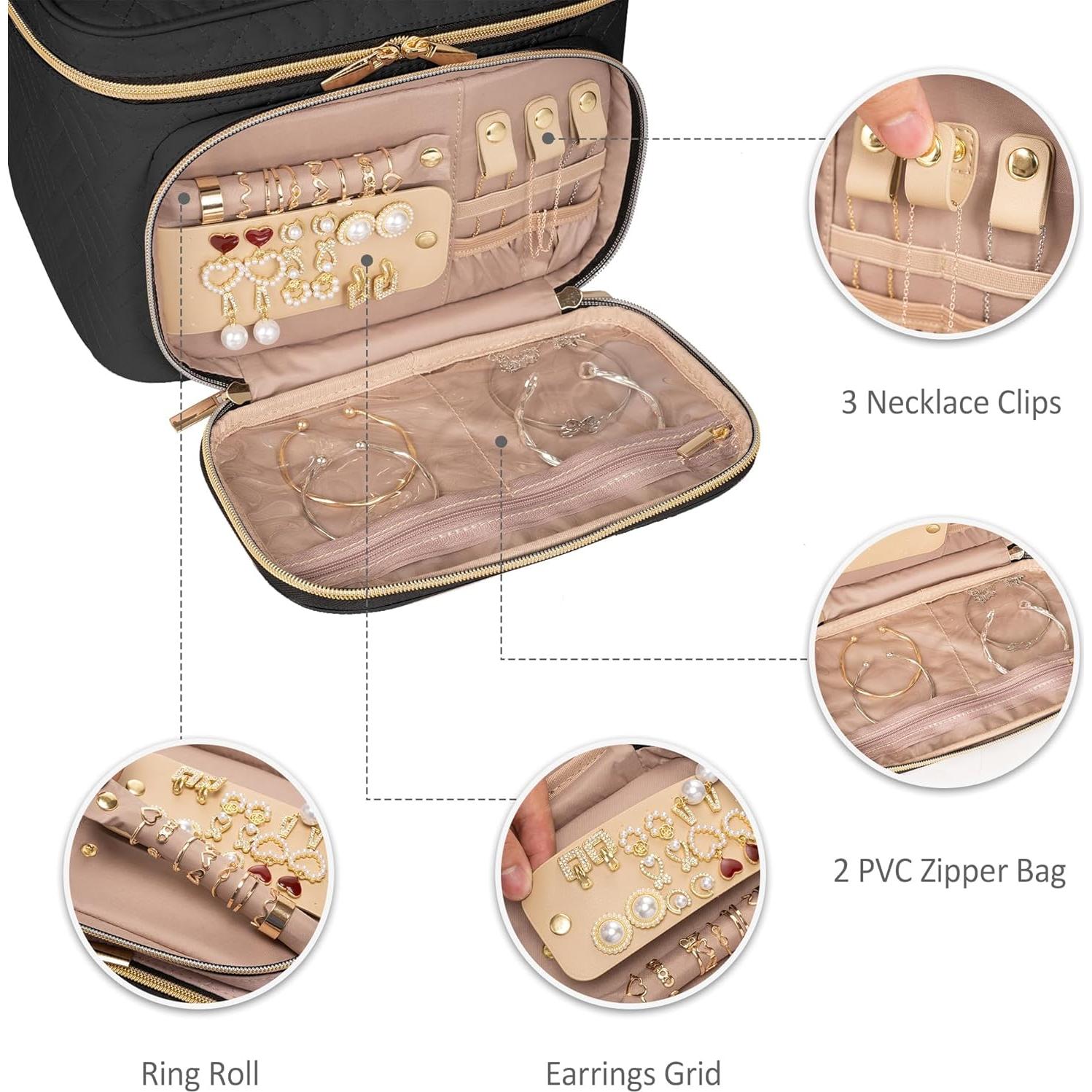 Bolsa de Maquillaje TBTOTRA Grande Impermeable Negra 25.4x19.05x17.78cm