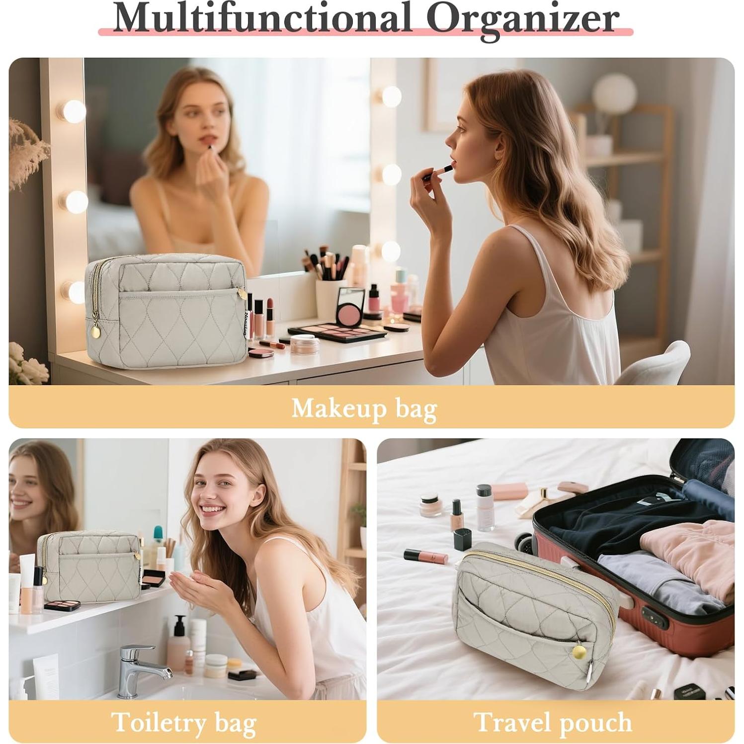 Bolsa de Maquillaje Noozion Acolchada para Mujeres 22.1x8.1x15.2cm