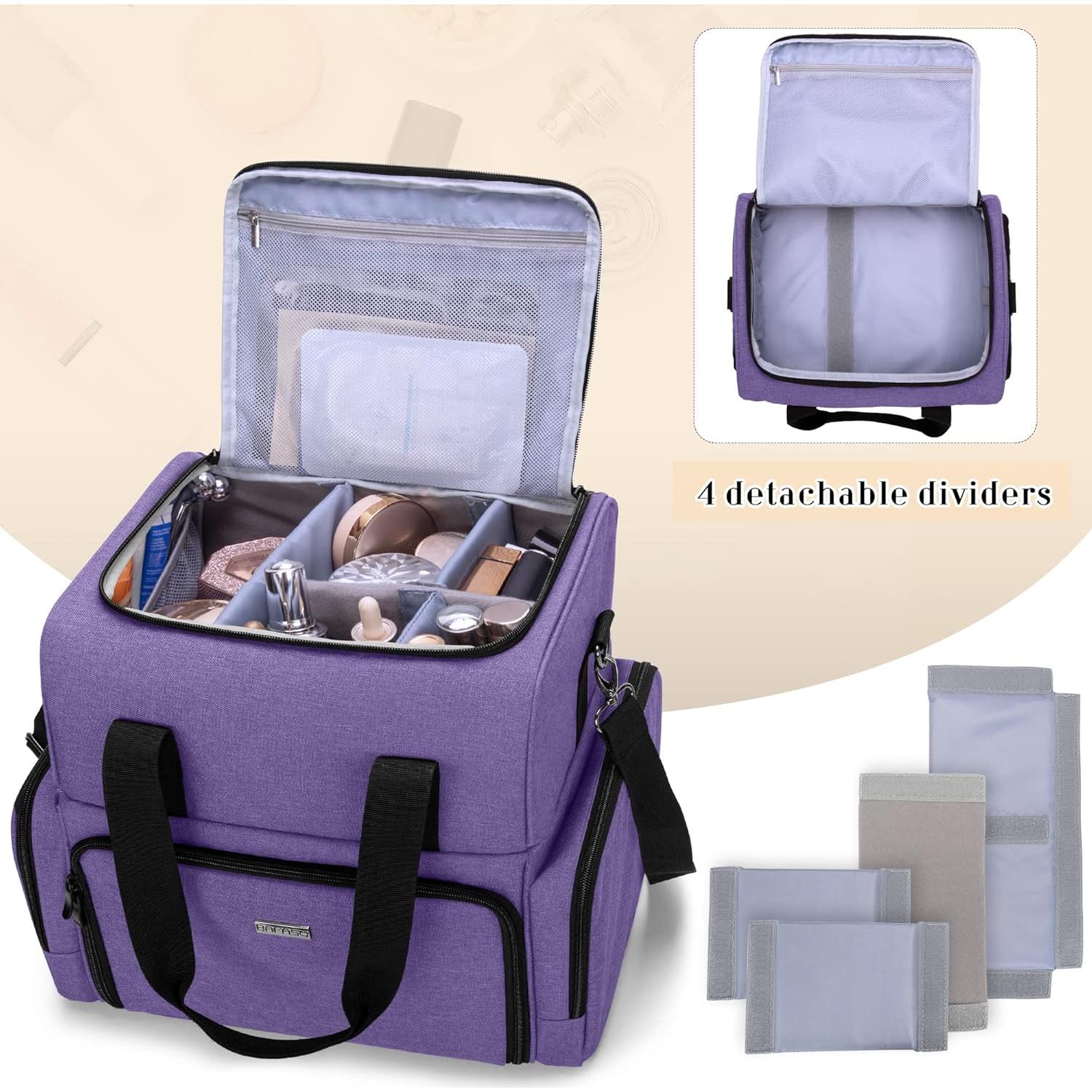 Bolsa de Maquillaje de Viaje BAFASO Grande 2 Capas Púrpura
