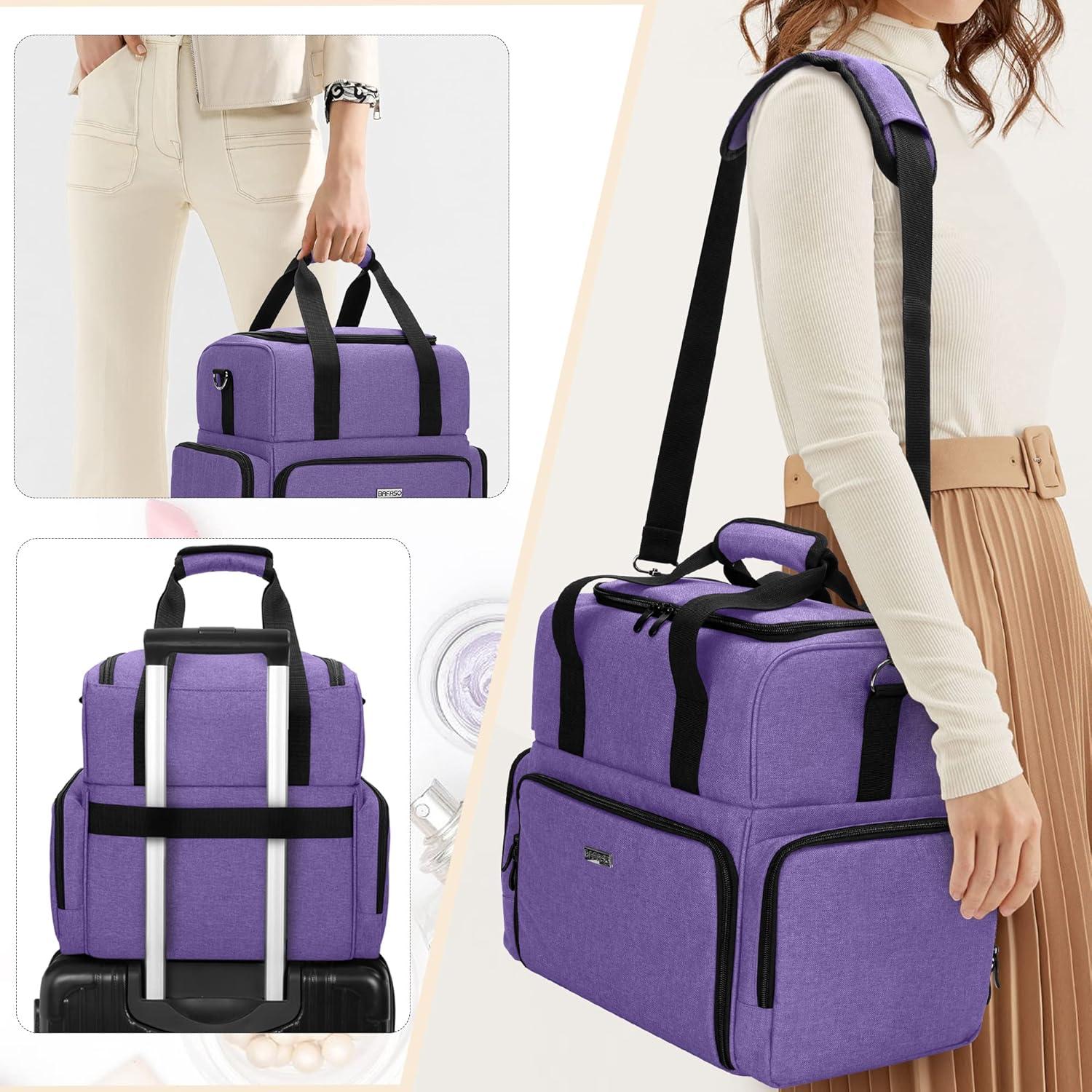 Bolsa de Maquillaje de Viaje BAFASO Grande 2 Capas Púrpura