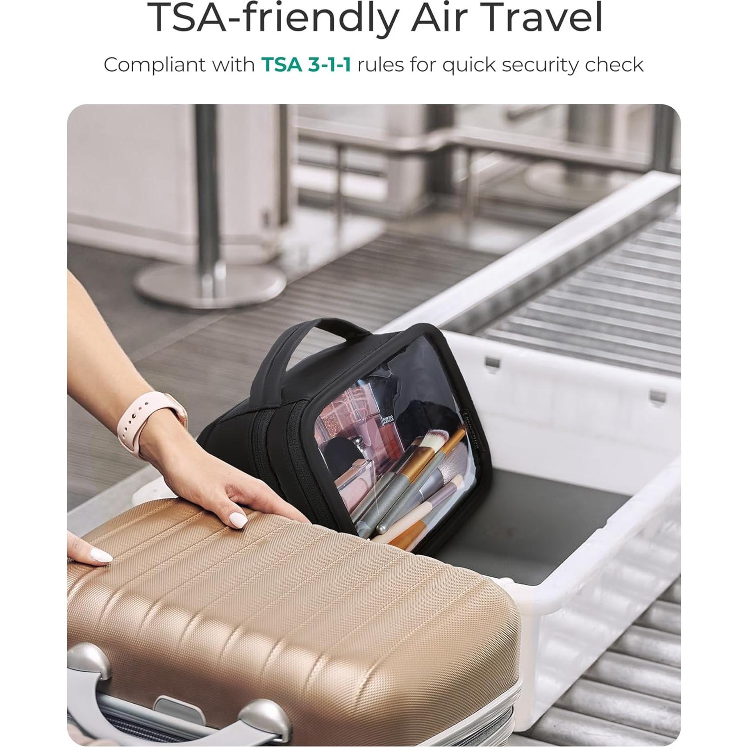 Bolsa de Maquillaje Transparente BAGSMART 22.5x15x11cm Doble Capa