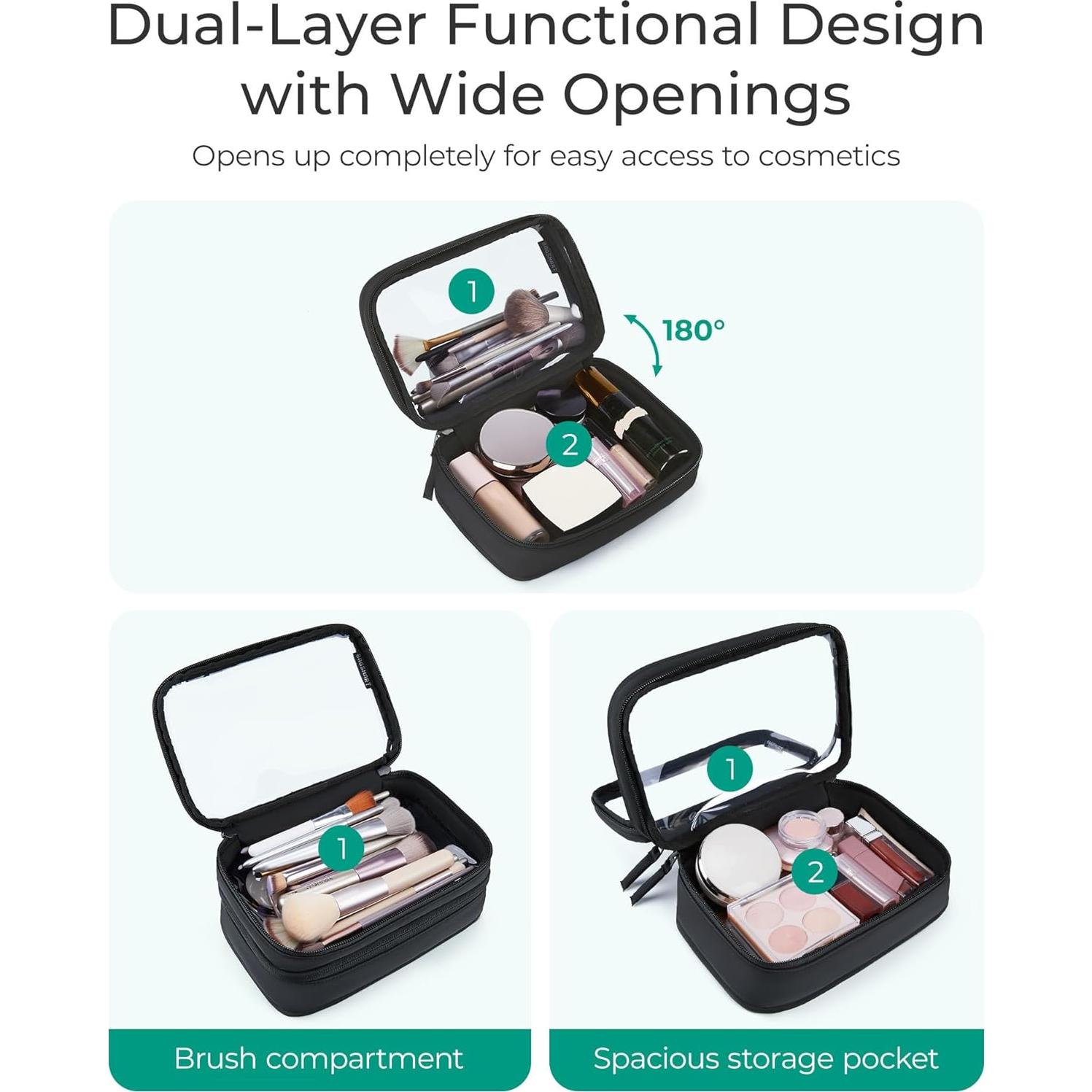 Bolsa de Maquillaje Transparente BAGSMART 22.5x15x11cm Doble Capa