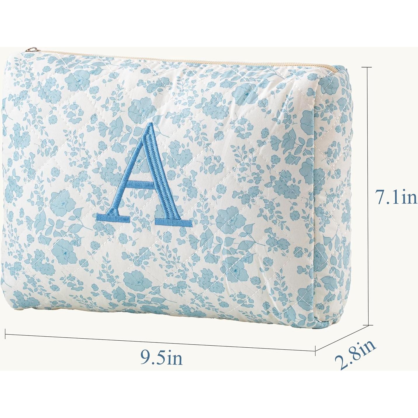 Bolsa de Maquillaje Acolchada HBselect Floral Azul Mediana