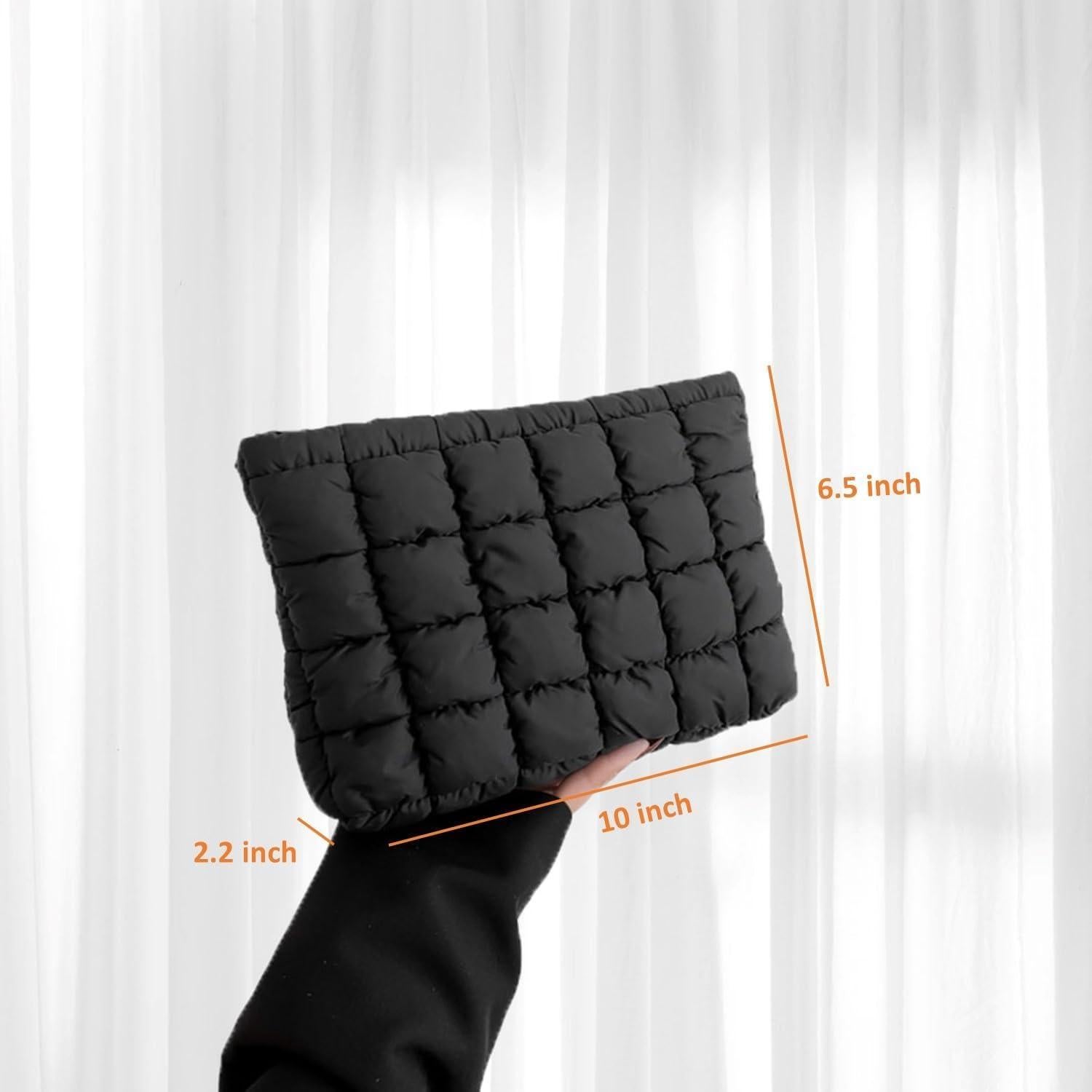 Bolsa de Maquillaje Acolchada Puffy para Mujeres - Negro