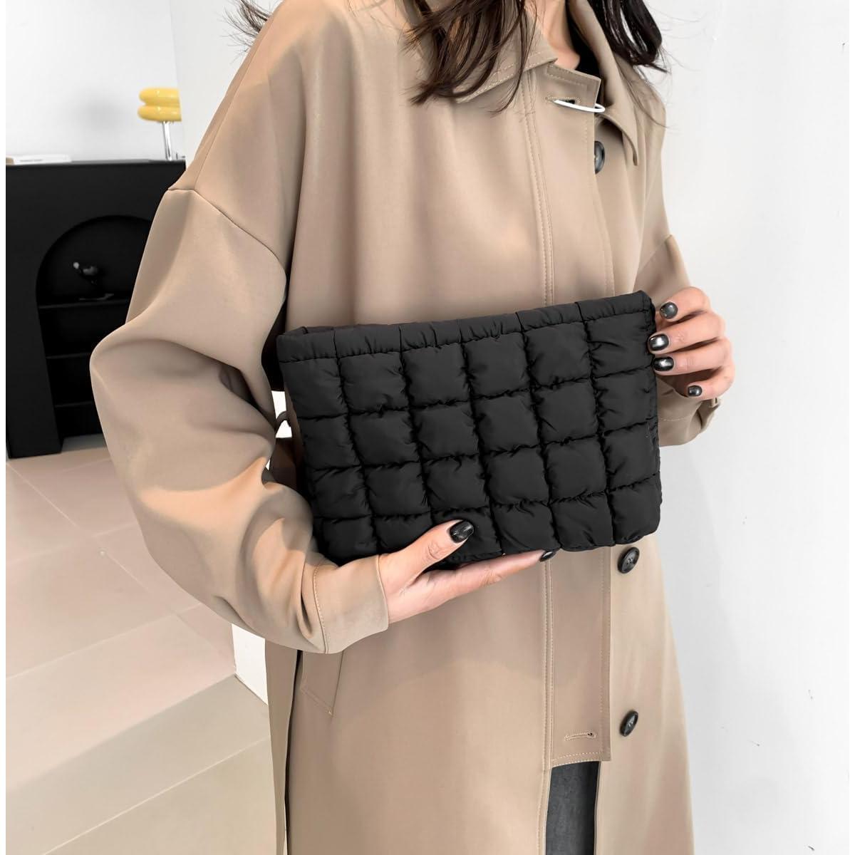 Bolsa de Maquillaje Acolchada Puffy para Mujeres - Negro