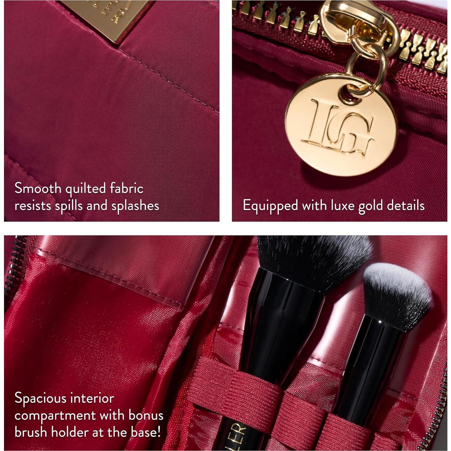 Bolsa de Maquillaje Quilted Laura Geller Burdeos con Estuche