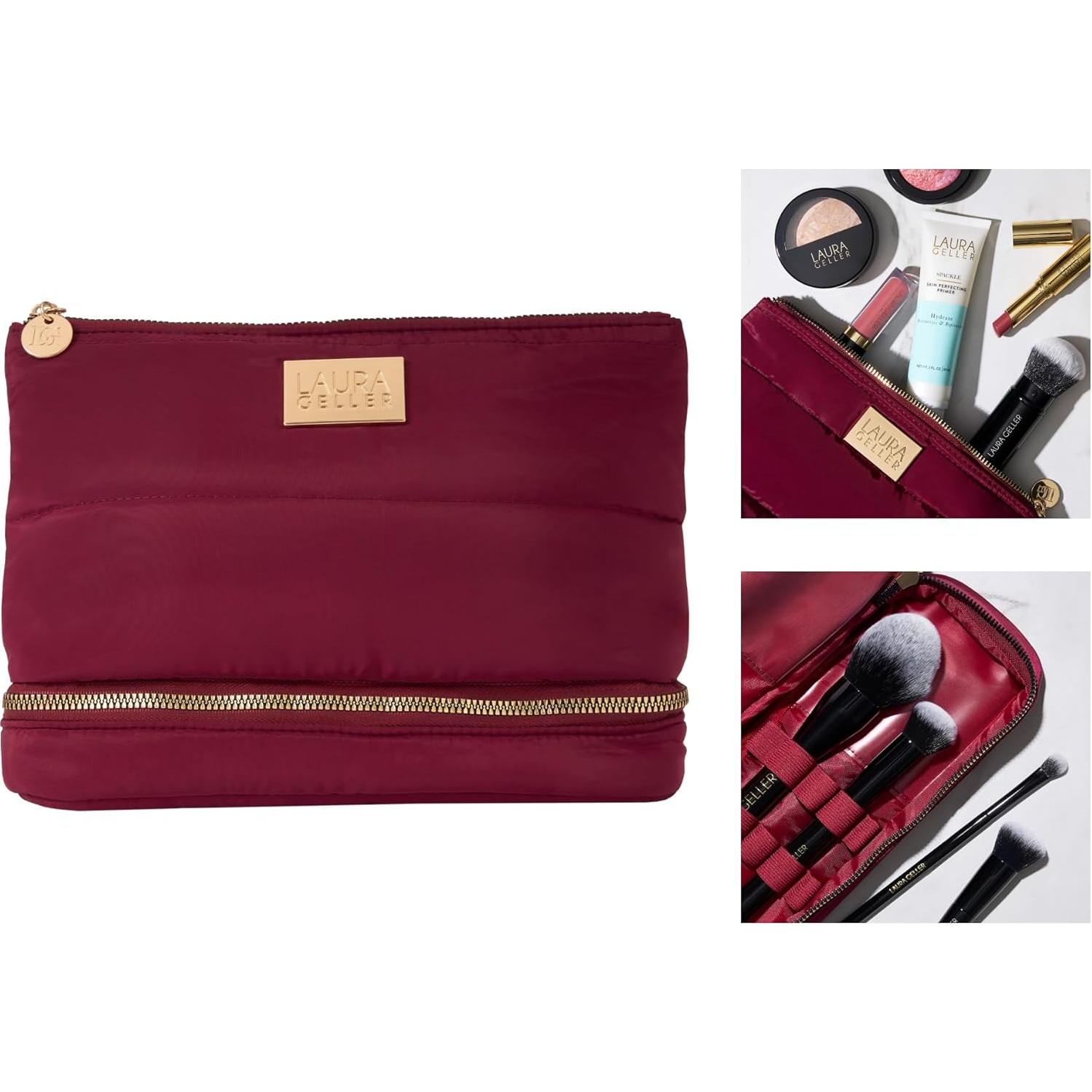 Bolsa de Maquillaje Quilted Laura Geller Burdeos con Estuche