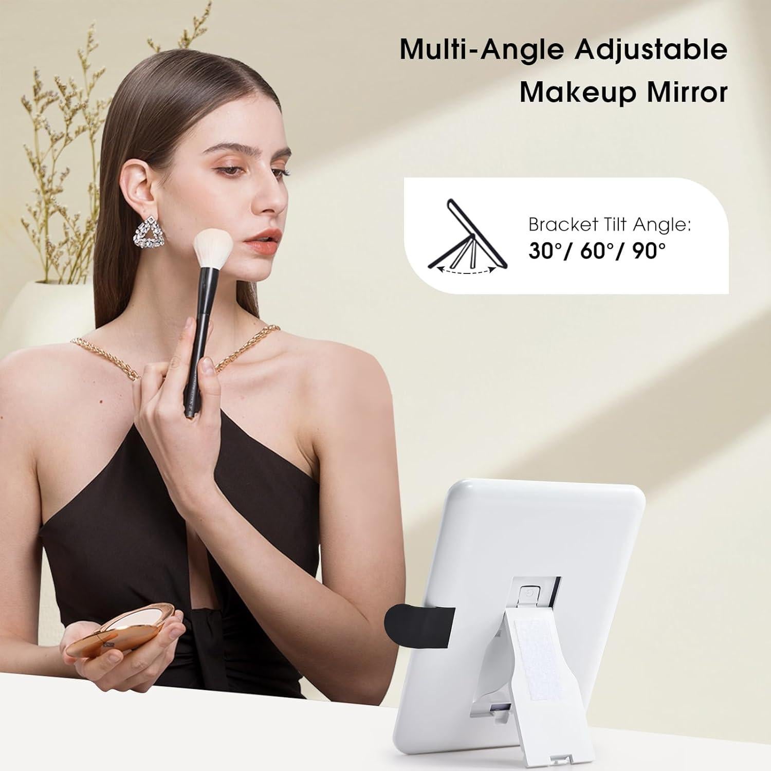 Estuche de Maquillaje Faquenc con Espejo LED 29 cm Blanco