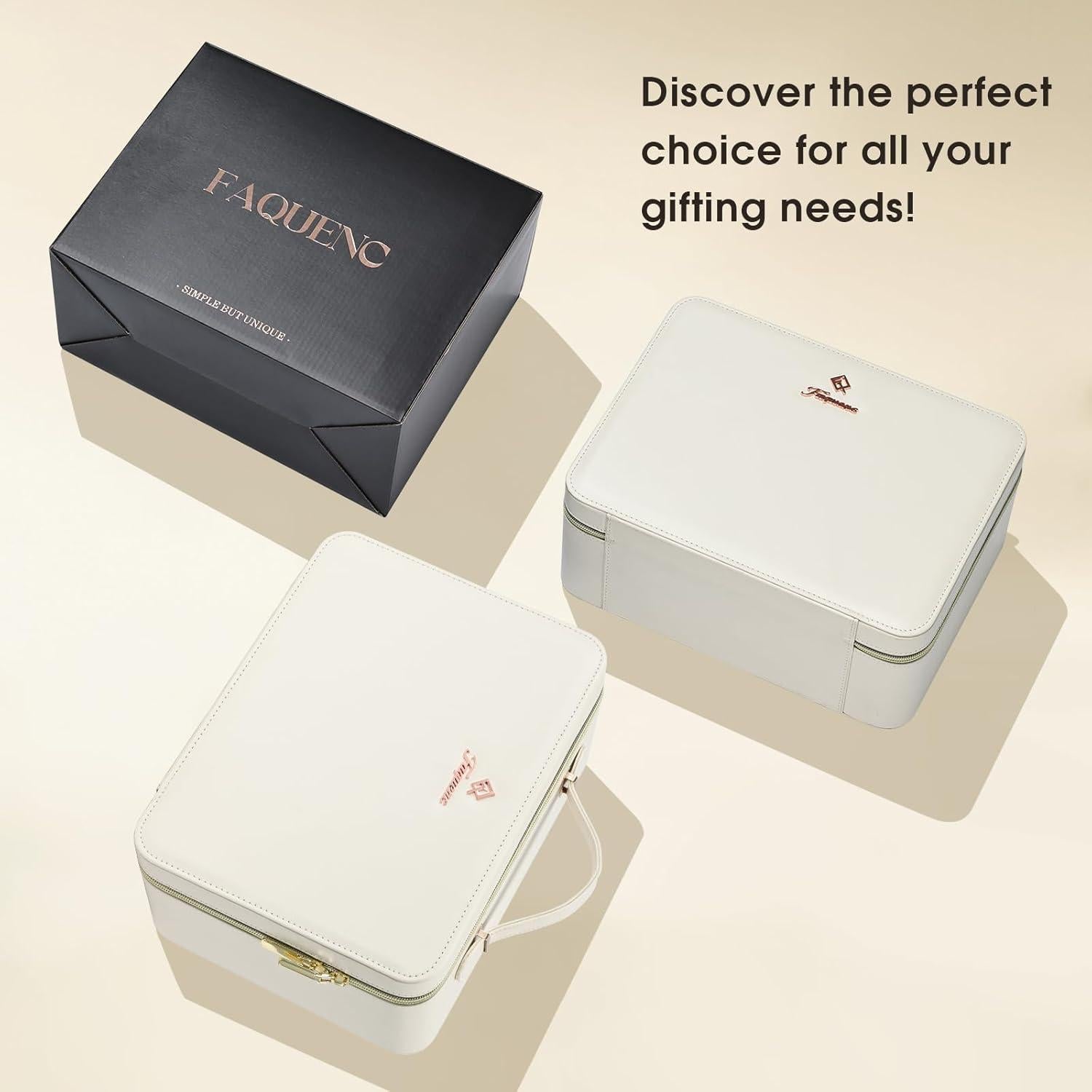 Estuche de Maquillaje Faquenc con Espejo LED 29 cm Blanco