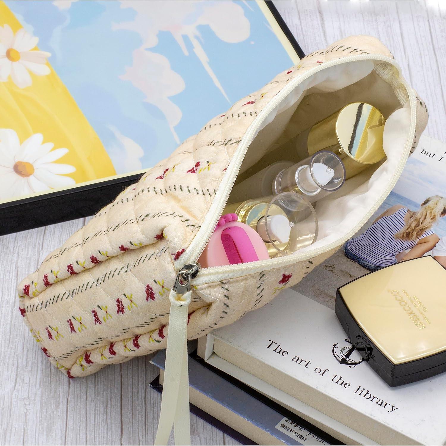 Bolsa de Maquillaje Acolchada Grande PazimiiK Beige 25x18x6cm