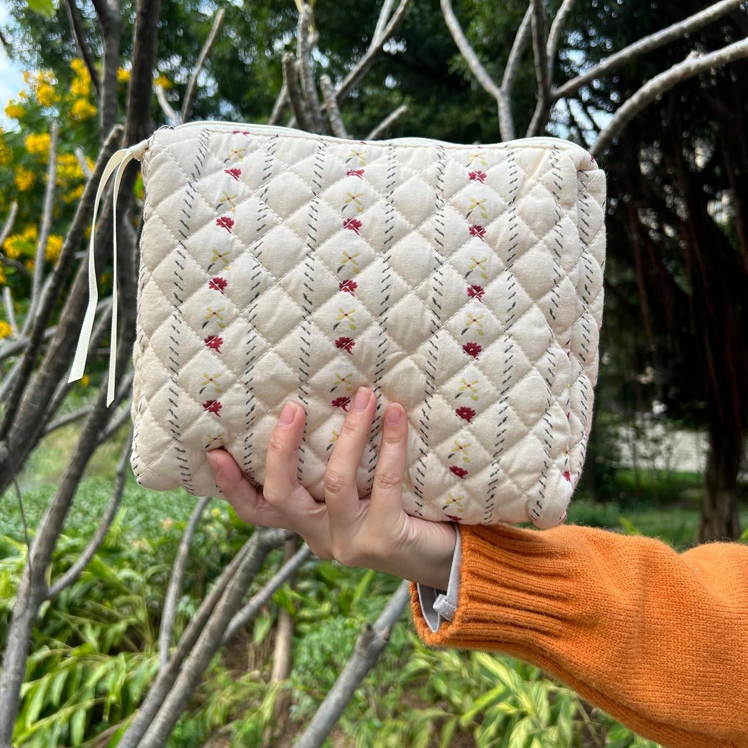 Bolsa de Maquillaje Acolchada Grande PazimiiK Beige 25x18x6cm