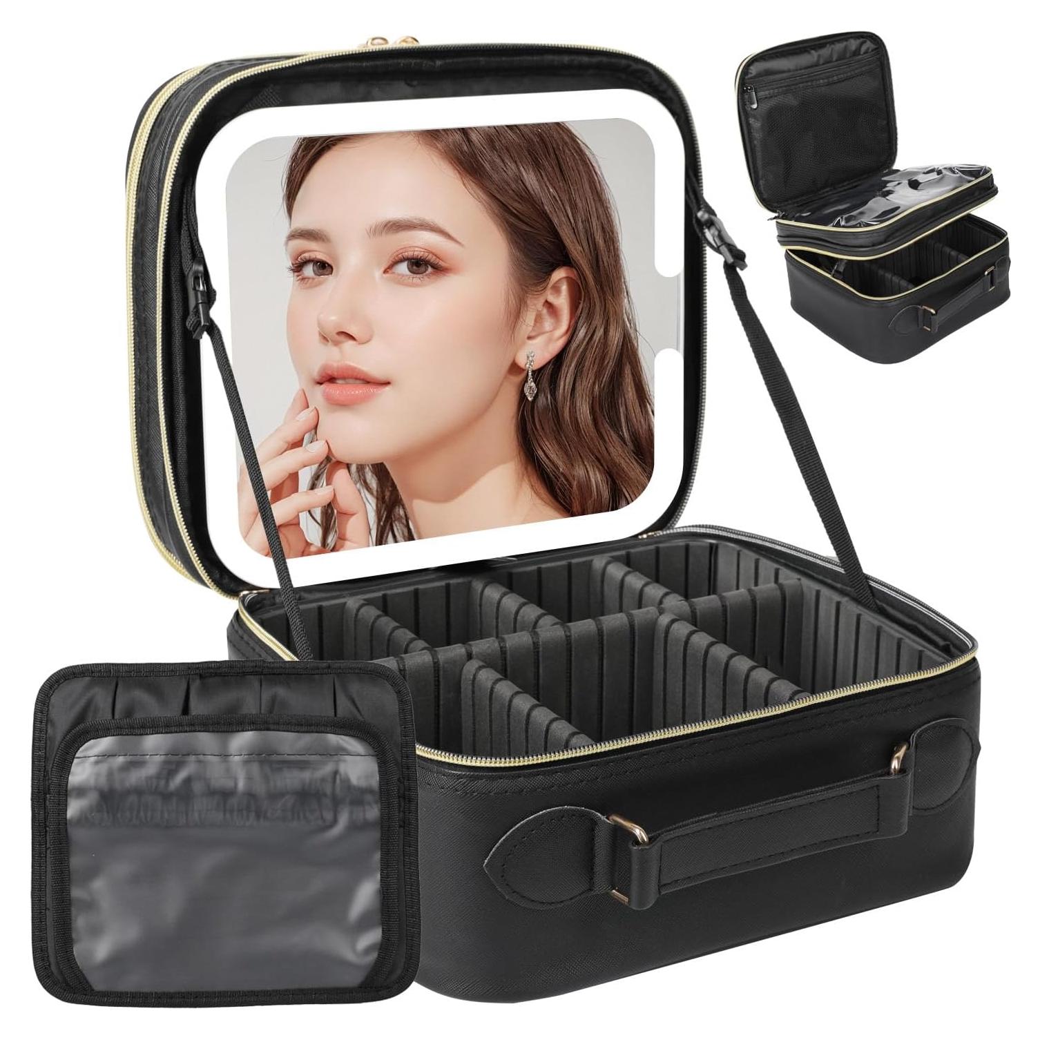 Bolsa de Maquillaje Behaesty con Espejo LED Tri-color 26.5x23.1cm