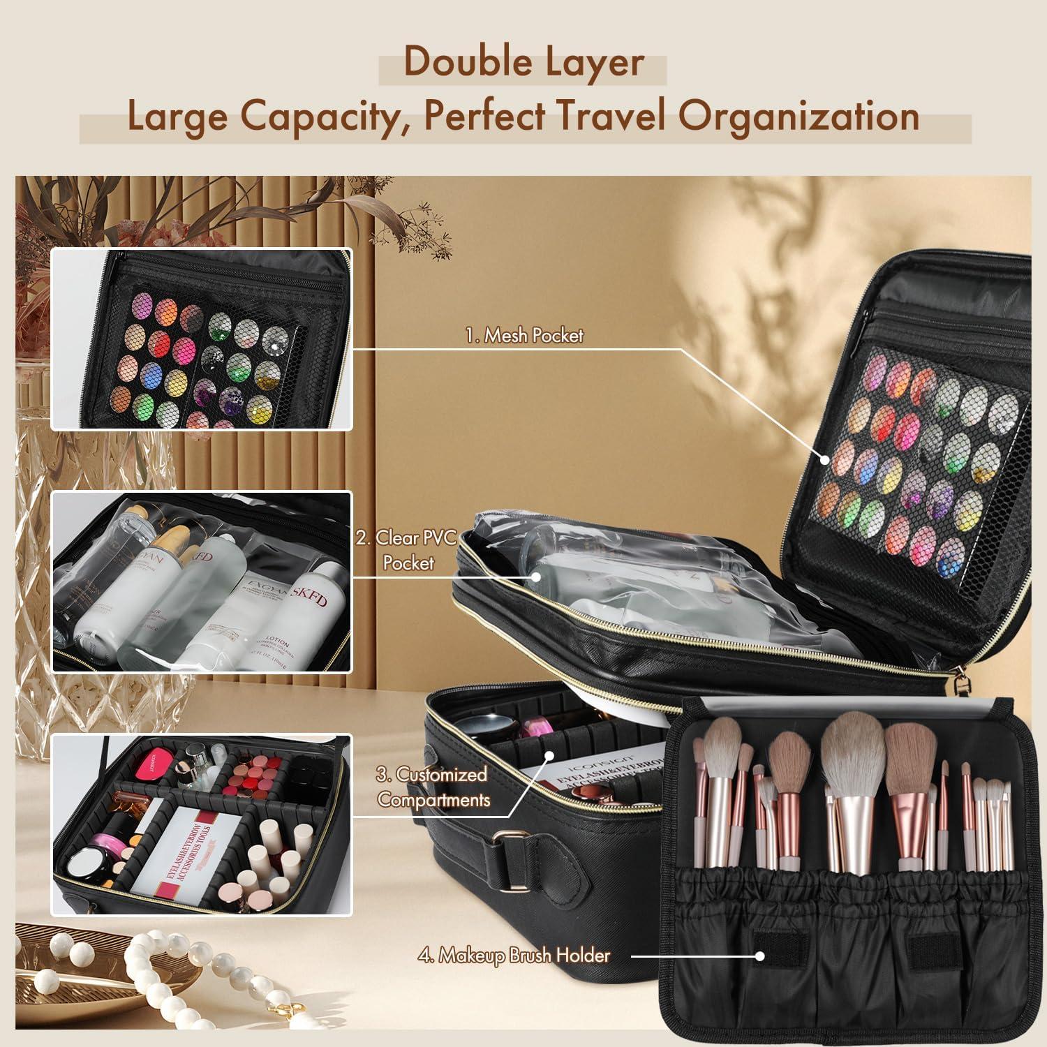 Bolsa de Maquillaje Behaesty con Espejo LED Tri-color 26.5x23.1cm