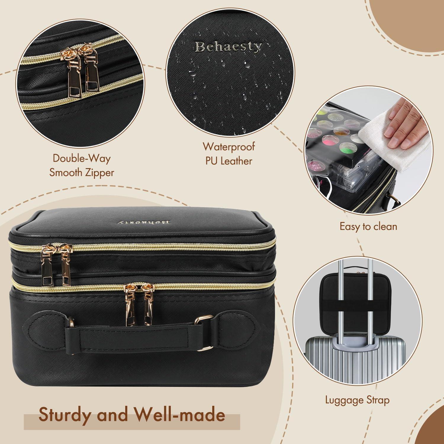 Bolsa de Maquillaje Behaesty con Espejo LED Tri-color 26.5x23.1cm