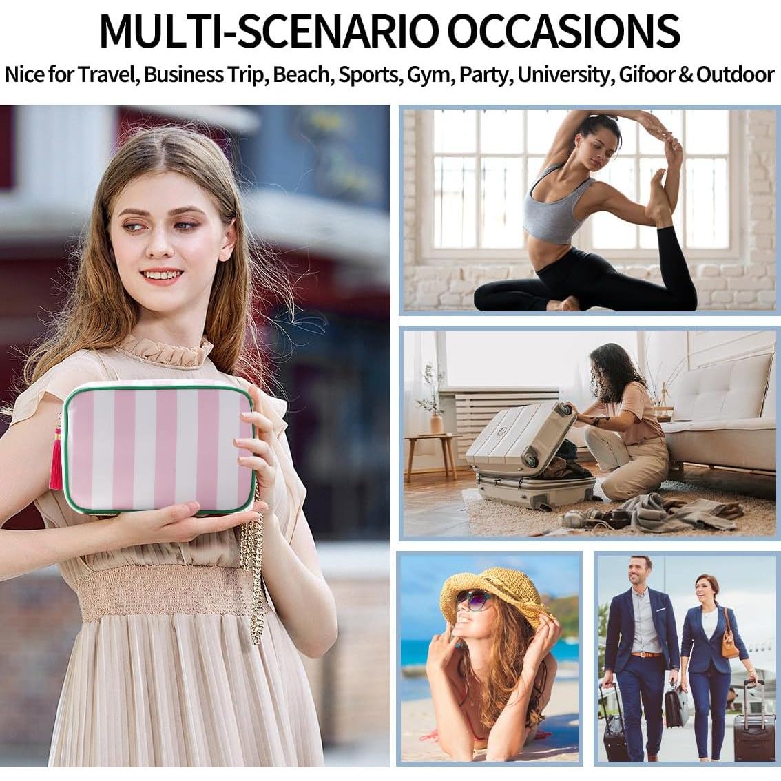 Bolsa de Maquillaje Grande EMBRUNIOICE Rayas 23.9x15.5cm