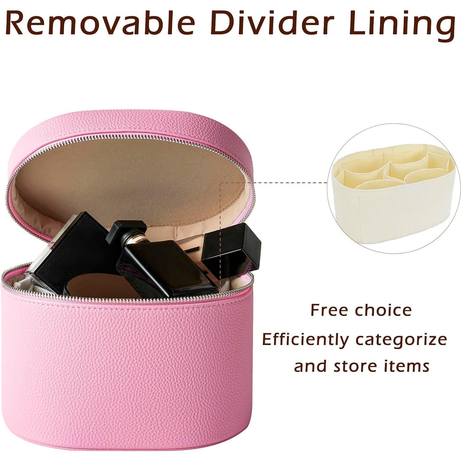 Bolsa de Maquillaje Rosa PU Impermeable con Divisores 20.3x14.5cm